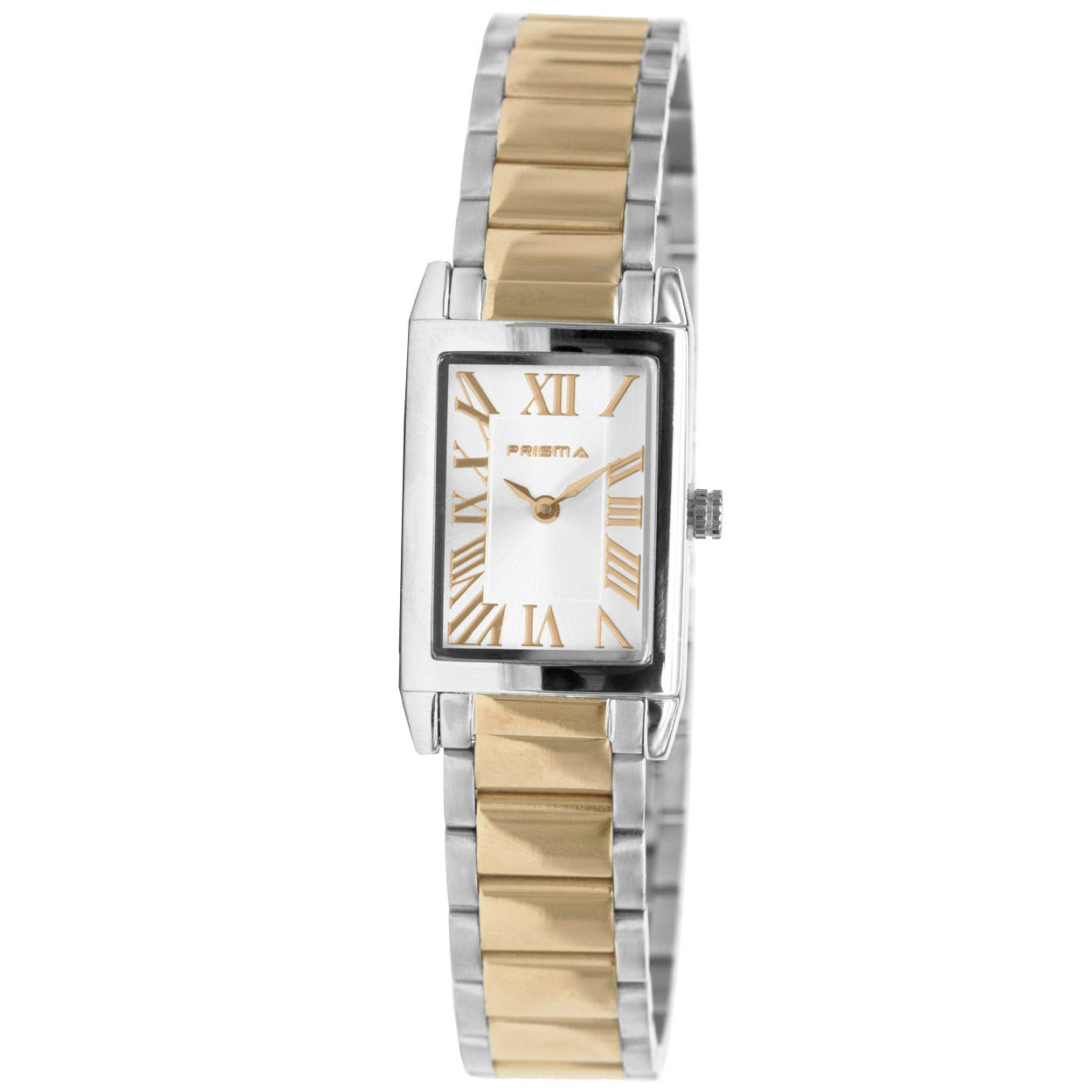 Prisma P.1510 dames horloge edelstaal

Algemeen
Geslacht: dames
Model: P.1510

Voordelen
- band edelstaal goud/zilver (bicolor)
- wijzerplaat wit met gouden romeinse cijfers
- zwitsers uurwerk
- handige onzichtbare klep sluiting
- luxueuze uitstraling door romeinse cijfers
- rechthoek design
- spat waterdicht: handenwassen, regen
- quartz
- maat kast 19,5mm (breedte) 8mm (dikte)