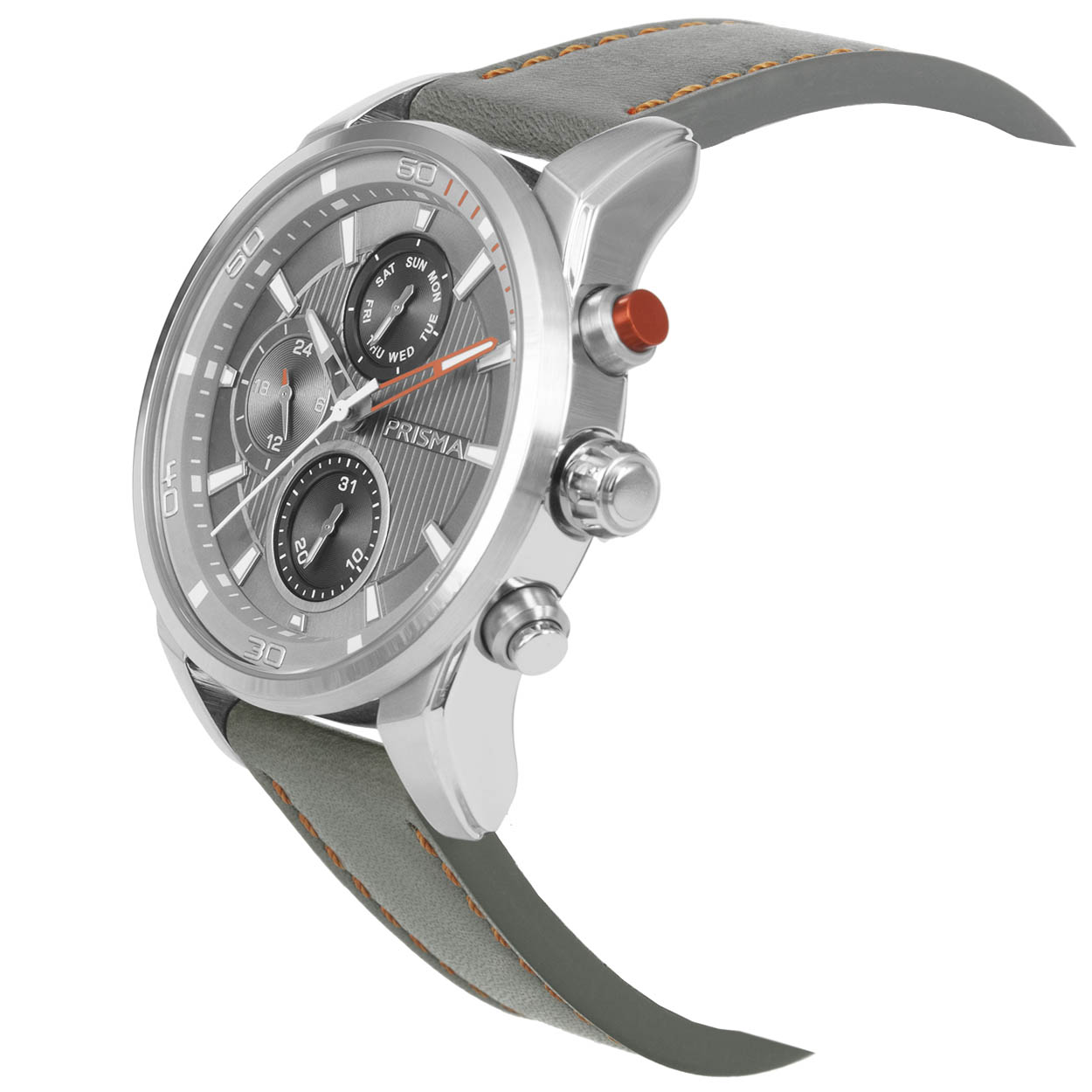 Prisma heren P.1591 multifunctie horloge edelstaal 10 ATM 		
		
Algemeen		
Artikelnummer: P.1591		
Geslacht: heren		
Uurwerk: Seiko (VX9N) 		
Lichtfunctie: glow in the dark (Wijzers en index)		
Waterbestendigheid: 10 ATM/BAR