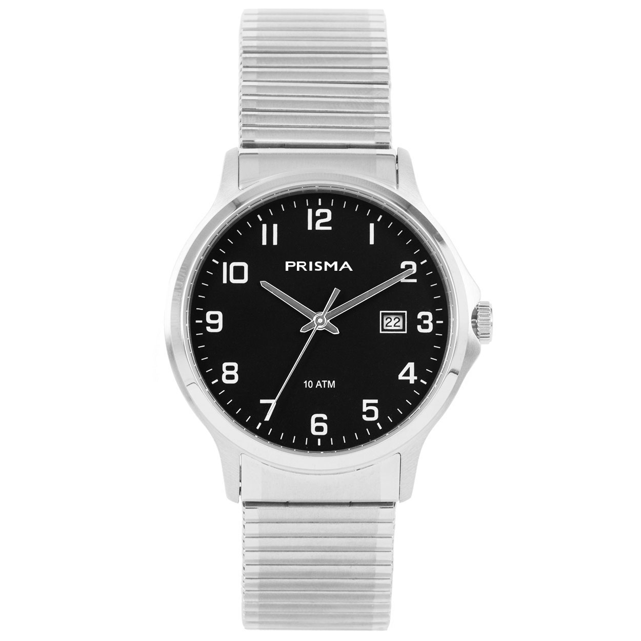 Prisma heren rekband horloge van all stainless steel. 
- Datum: Ja
- Kast maat: 39 mm
- Kast dikte: 10 mm
- Kast materiaal: Stainless Steel
- Uurwerk type: Miyota 2315 
- Mineraal glas
- Waterdichtheid: 10 ATM
- Horlogeband: All Stainless steel
- Maat aansluiting band: 20mm
- Wijzerplaat; Zwart met zilvere wijzers
- Licht functie: Nee
- Sluiting: Rekband
EAN:8716667160019