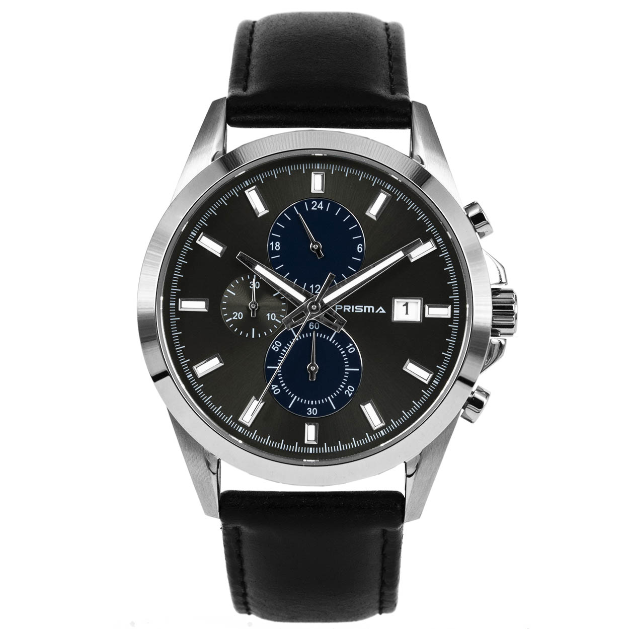 Algemeen
Geslacht: heren
Model: P.1793

Voordelen
- band echt leer zwart
- chronograaf/stopwatch
- wijzerplaat grijs met zilvere streepjes
- boven gem. waterdicht: zwemmen/duiken
- glas is zeer krasvast
- 24 uurs aanduiding
- quartz
- maat kast 42mm (breedte) 11mm (dikte)