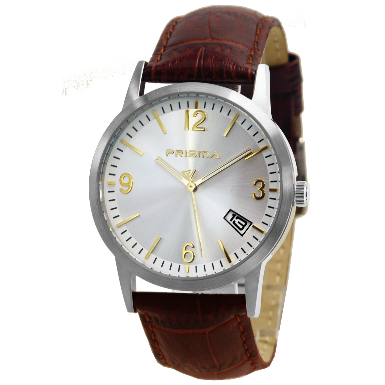 Prisma horloge P.2173 heren edelstaal 5 ATM 

Algemeen
Geslacht: heren
Model: P.2173

Voordelen
- band echt leer bruin/rood
- wijzerplaat zilver met gouden cijfers (arabisch)
- ook voor brede pols (max. 221,2 mm)
- wijzers lichten op in donker
- datum
- duidelijke tijdsweergave
- spat waterdicht: handenwassen, regen
- quartz
- maat kast 40mm (breedte) 10mm (dikte)