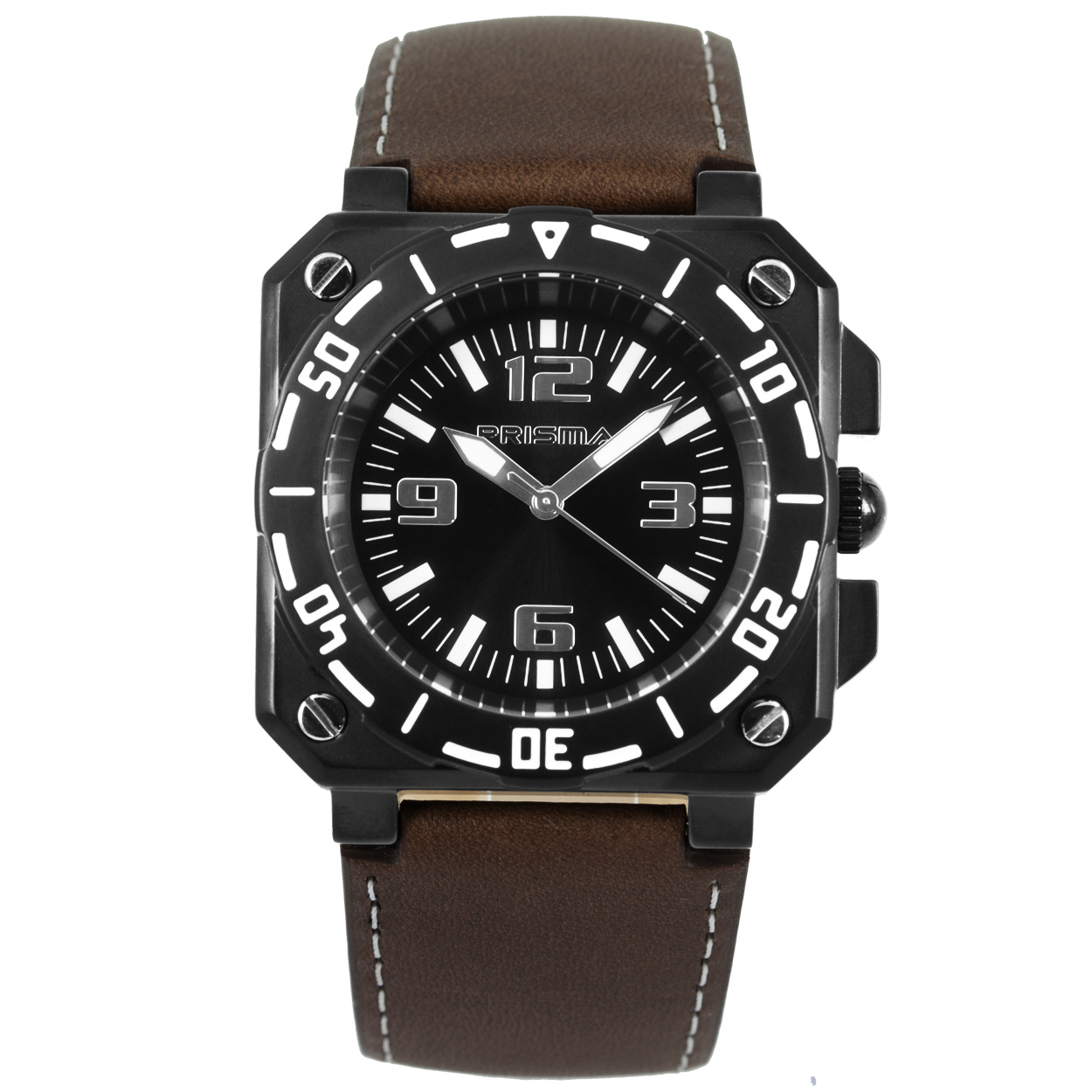 P.2599
Kast Breedte: 39mm
Kast dikte: 12mm
Kast materiaal: All Stainless Steel
Uurwerk: Miyota
Waterdichtheid: 3bar
Horlogeband: Leer met gespsluiting
Maat aansluiting band: 22 mm
Wijzerplaat: zwart met wit aanduiding
Lichtfunctie: glow in the dark wijzers