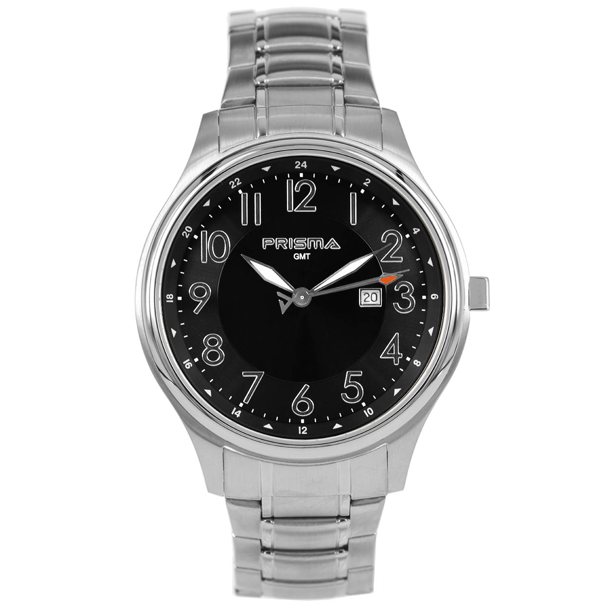 jpc 12444 364 33W133212 
Kast Breedte: 45mm
Kast dikte: 11mm
Kast materiaal: All Stainless Steel
Uurwerk: Miyota (6M17) met datum en GMT
Waterdichtheid: 5bar
Horlogeband: All Stainless Steel met klepsluiting
Maat aansluiting band: 20mm
Wijzerplaat: zwart met zilver aanduiding
Lichtfunctie: Glow in the dark wijzers
Extra: Saffierglas
EAN: 8716667029187