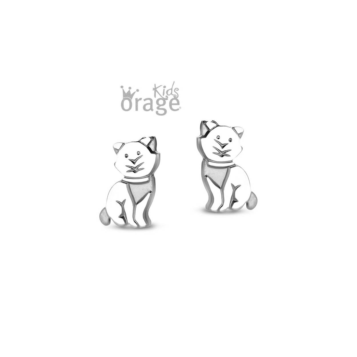 Orage kids oorstekers zilver kat 