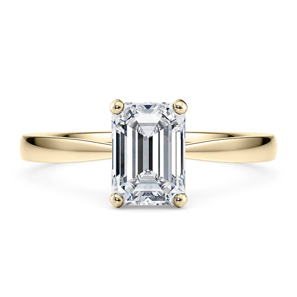 18K geelgouden diamanten ring 0.30 emerald cut. 0.30 F kleur/ VS. maat 51. 