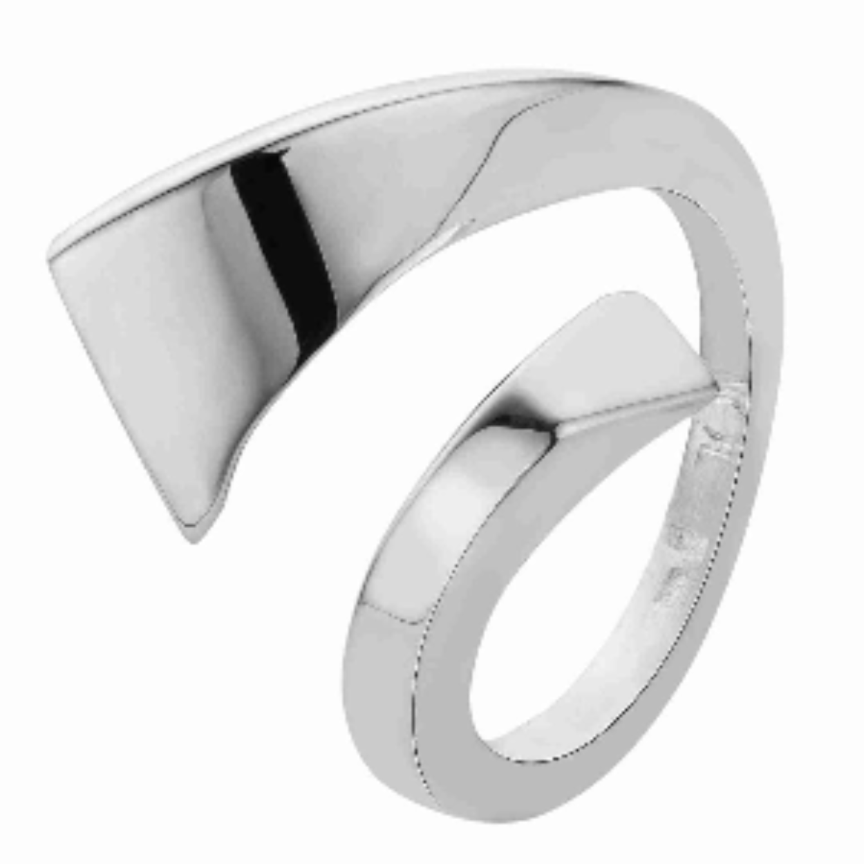 Zilveren open slagring, met de hand gesmeed.