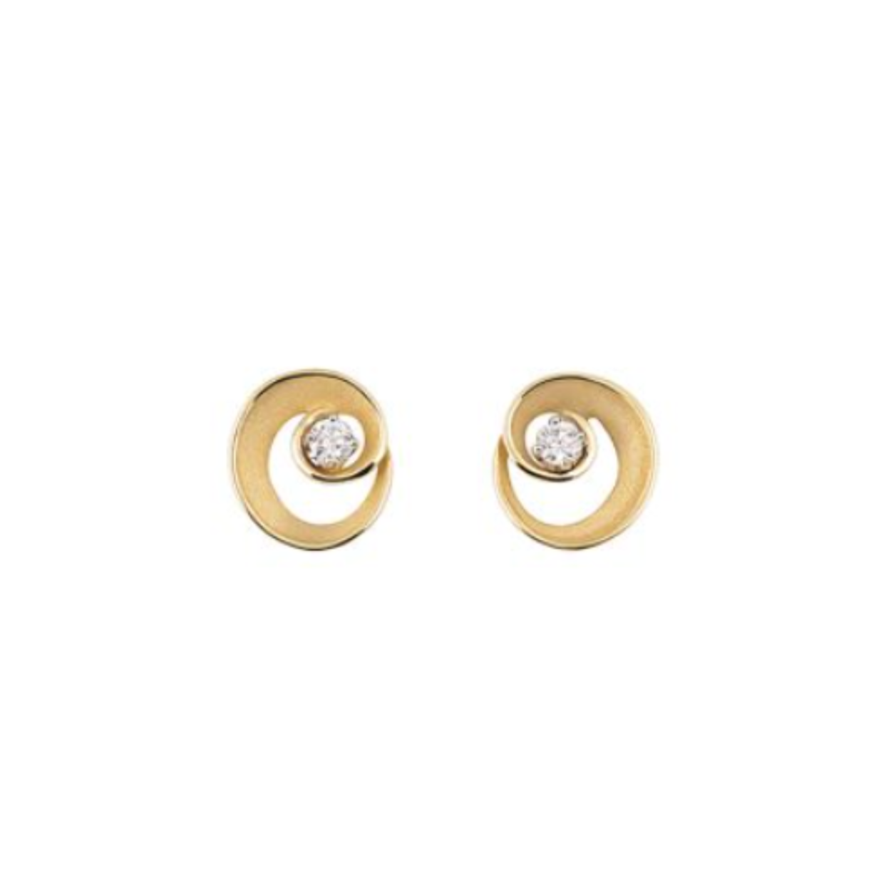 Dune Assolo Series oorstekers, 18Kt Yellow Sunrise Gold met diamant 0.08ct