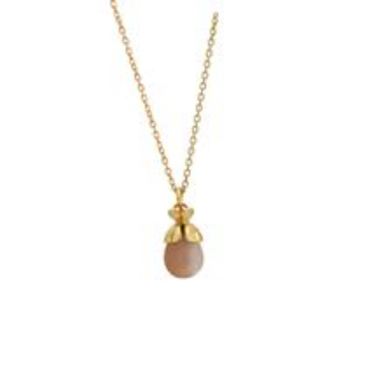 Rabinovich geel goud vergulde ketting Crown Imperial . Deze Rabinovich  geel goud vergulde ketting kan zowel op 42 en 45 cm. Aan de ketting hangt een hanger met een 11 x 9 mm perzik maansteen.