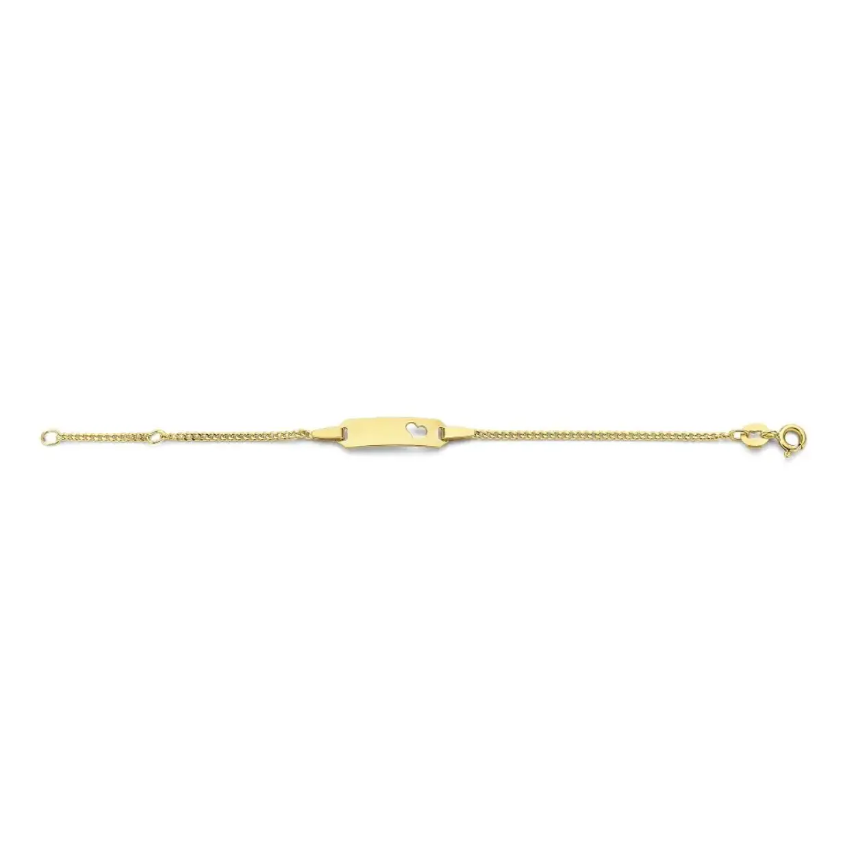 Geelgouden unisex kinder plaatarmband met zilveren kern verstelbaar op lengte 11-13 cm