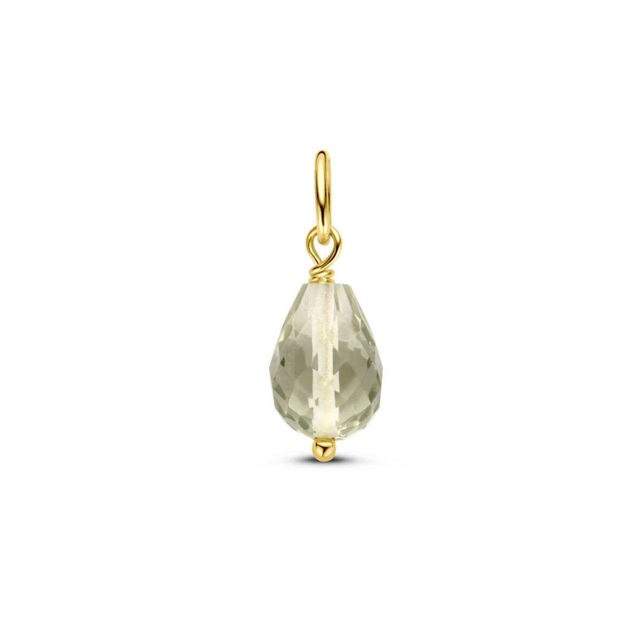 14k Geelgouden hanger uitgevoerd met amethist. De hanger heeft een totale hoogte van 15mm.