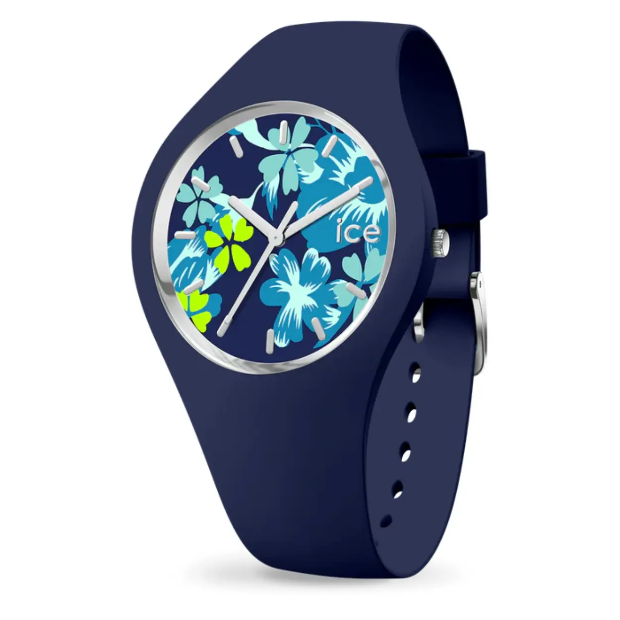 Ontdek de perfecte harmonie tussen de frisheid van water en de schoonheid van bloemen in de fascinerende ICE flower - Midnight lime! De sobere kleur van de band geeft een bijzonder reliëf aan de bloemen in de wijzerplaat. Een elegant horloge, perfect om het hele jaar door te dragen!