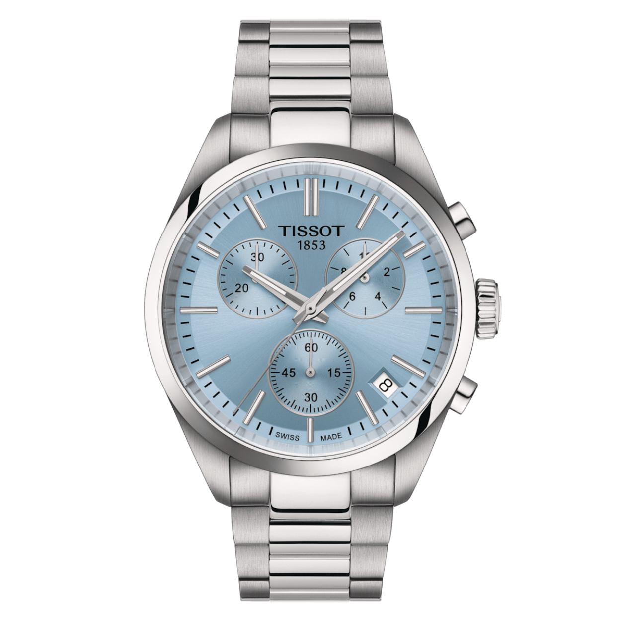 The PR100 collection offers classic quartz chronographs in various colours. These sporty yet classy timepieces feature a polished middle row on the bracelet for a shinier look, a white disc in the date window, and a standard second hand. The G10.212 chrono quartz movement provides precision and robustness, complemented by water resistance up to 10 bar (100 meters/330 feet), and visibility in low-light conditions is guaranteed by the Super-LumiNova® coating on the needle-shaped hands.