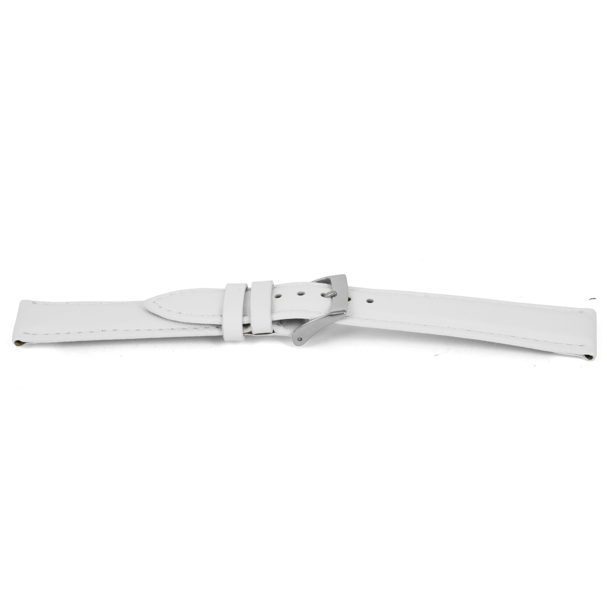 Wit lederen horlogeband met zilverkleurig edelstalen gesp.
Kleur band: Wit
Band dikte: 3.3mm
Band lengte: 70/105mm
Band breedte: 14x12mm
Gesp: Stainless steel
Bekleding binnenband: Nubuck
Gestikt: Ja, dezelfde kleur als de band.
Pushpin: Exclusief
Hypo allergisch: Ja
EAN: 4780263509149