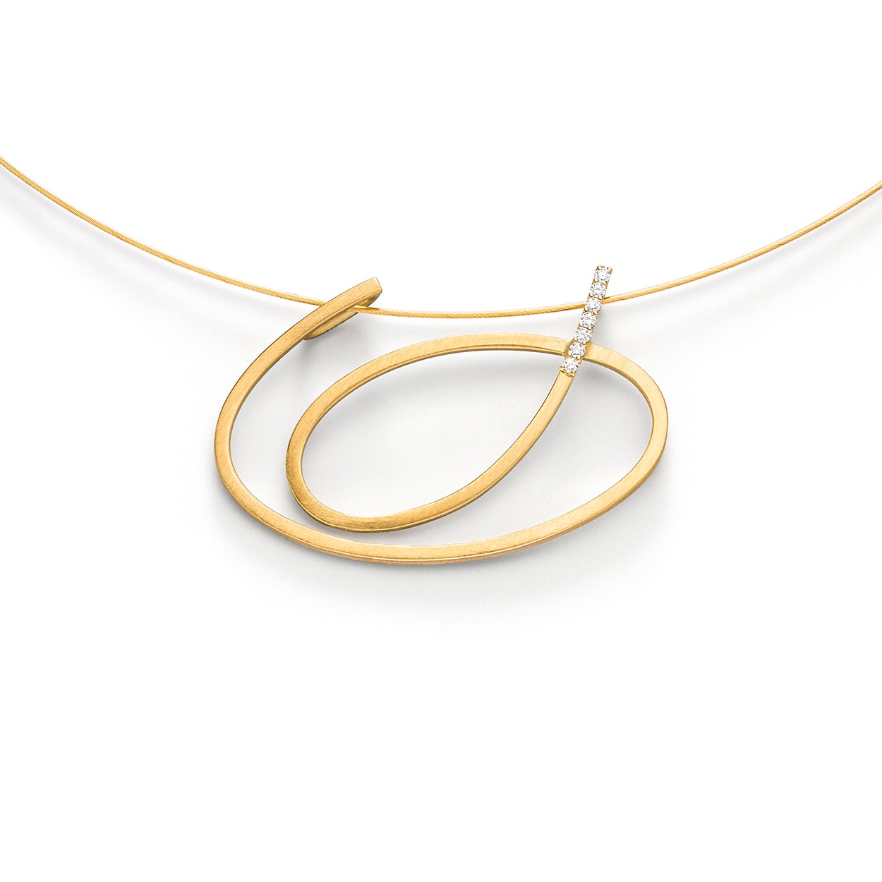 Hanger incl. collier, met 7x diamant(0.012crt) verdeeld over 7 stenen