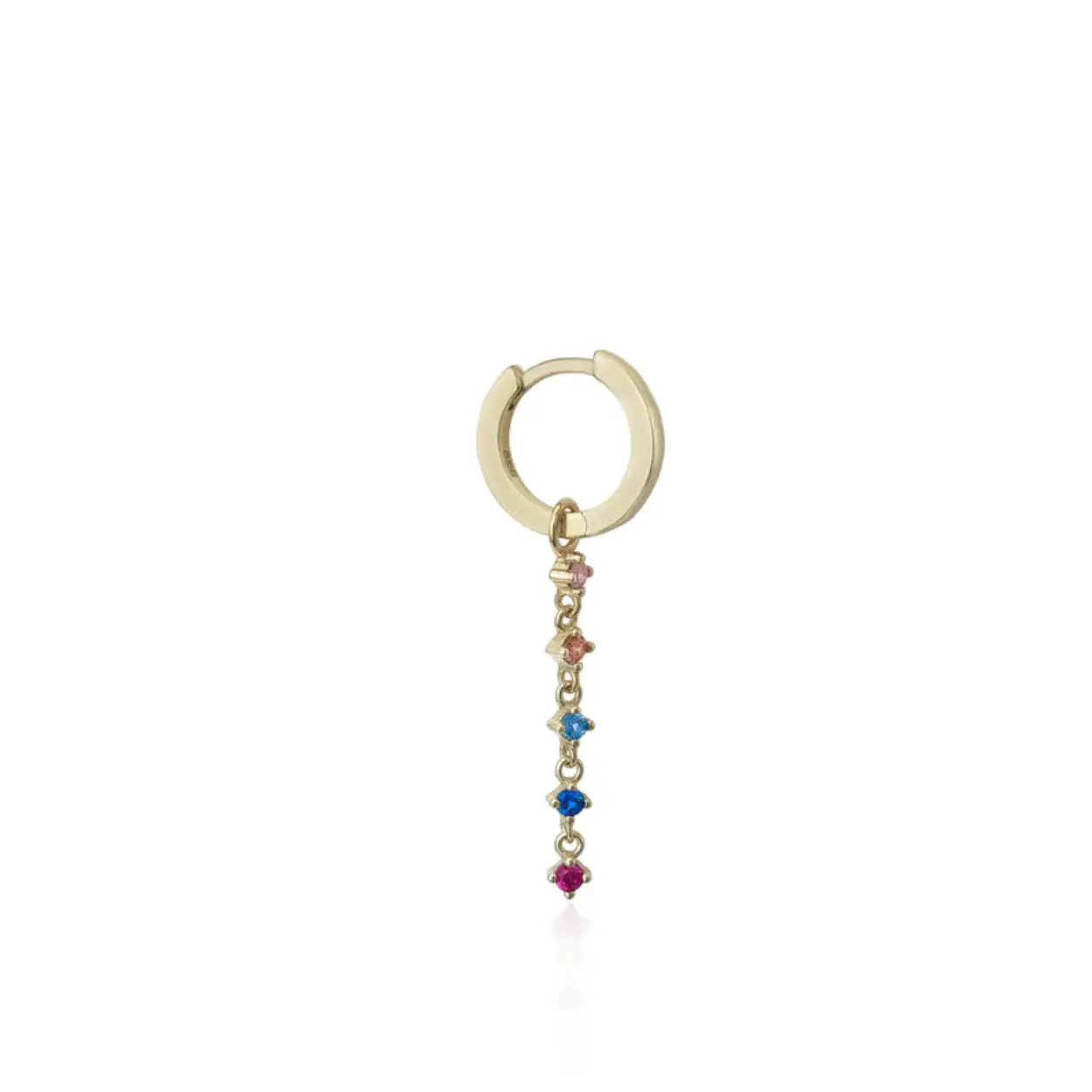 Piercing with gold plated silver pendant ring style with multicolored gems. A colorful and trendy design that can not miss in the jewelry box of a woman like you. Gold plated silver earrings formed by a pendant of fuchsia tone gems, azurite, chalcedony, pink, champagne hanging.