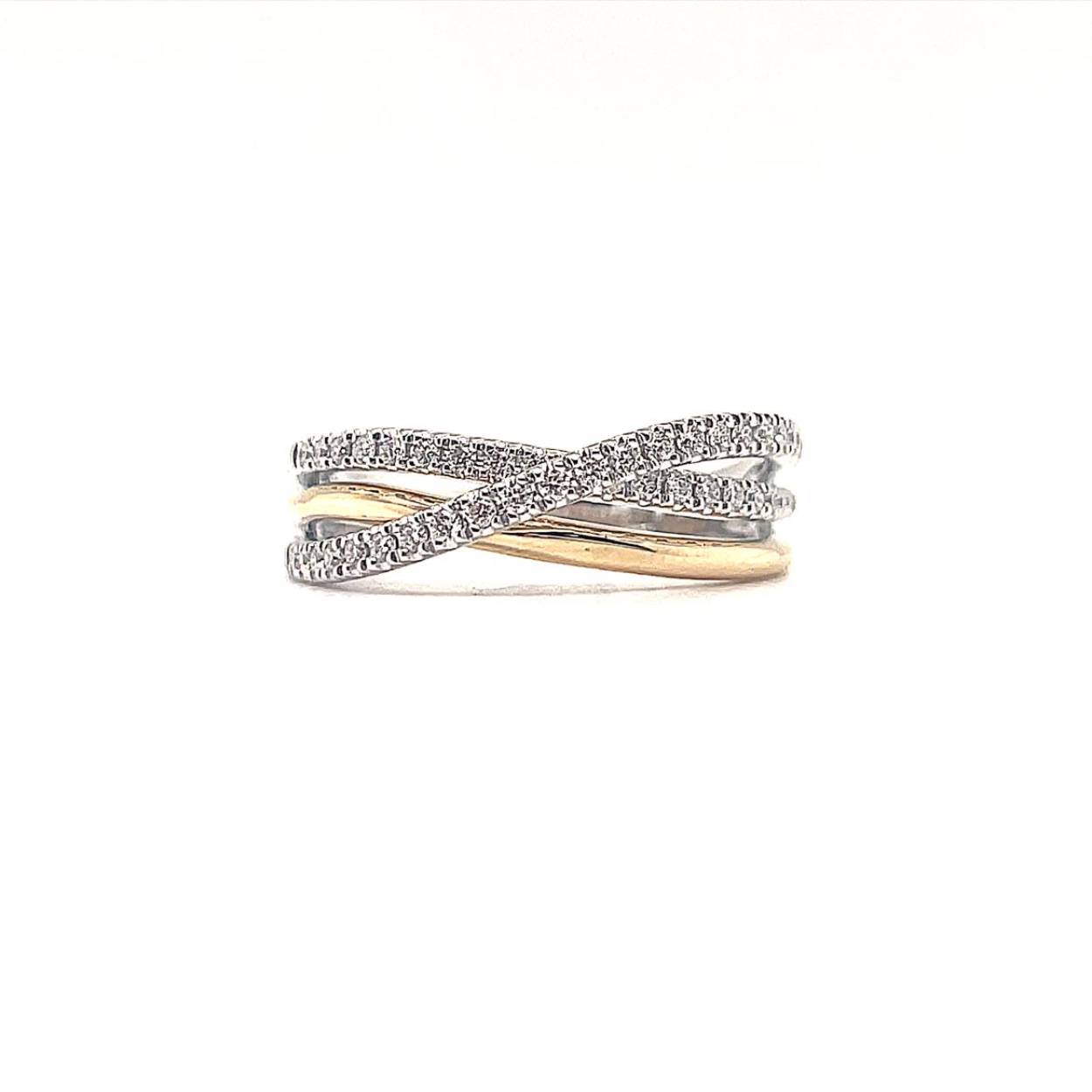 Gouden bicolour ring met diamant 0.33 crt.
