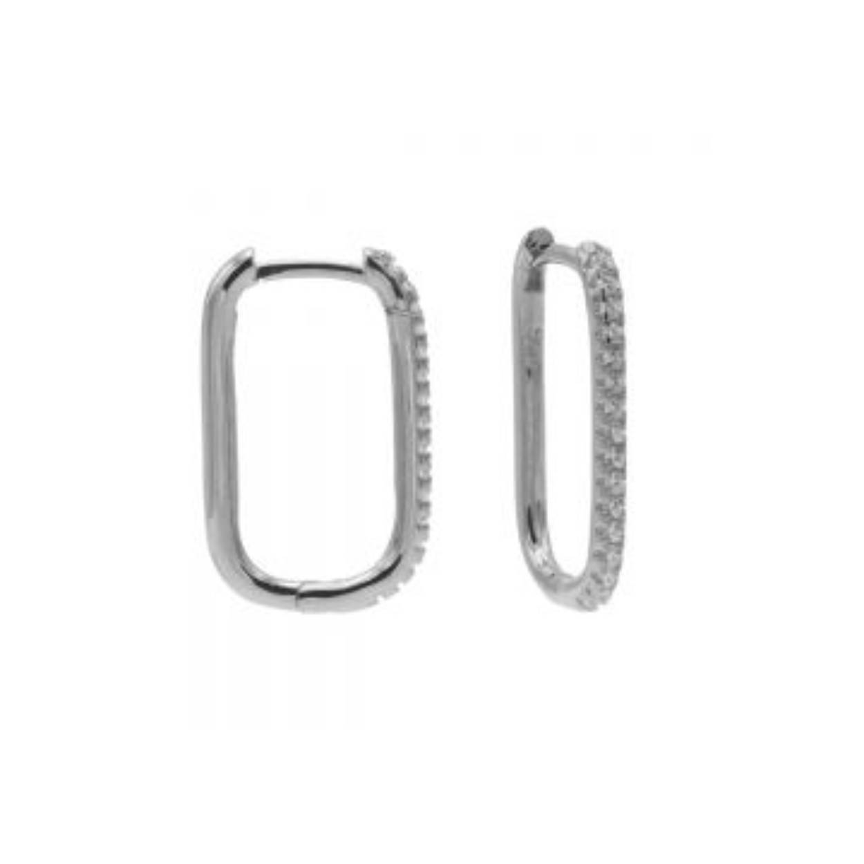 Plain Zirconia Hinged Hoops Round Square Silver 20MM