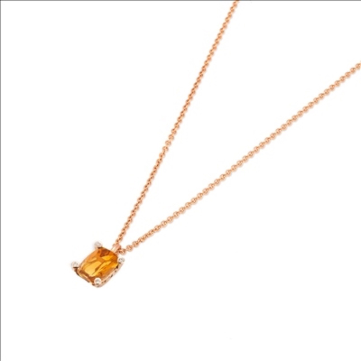 Geelgoud 18 k anker collier met citrien hanger + diamant 