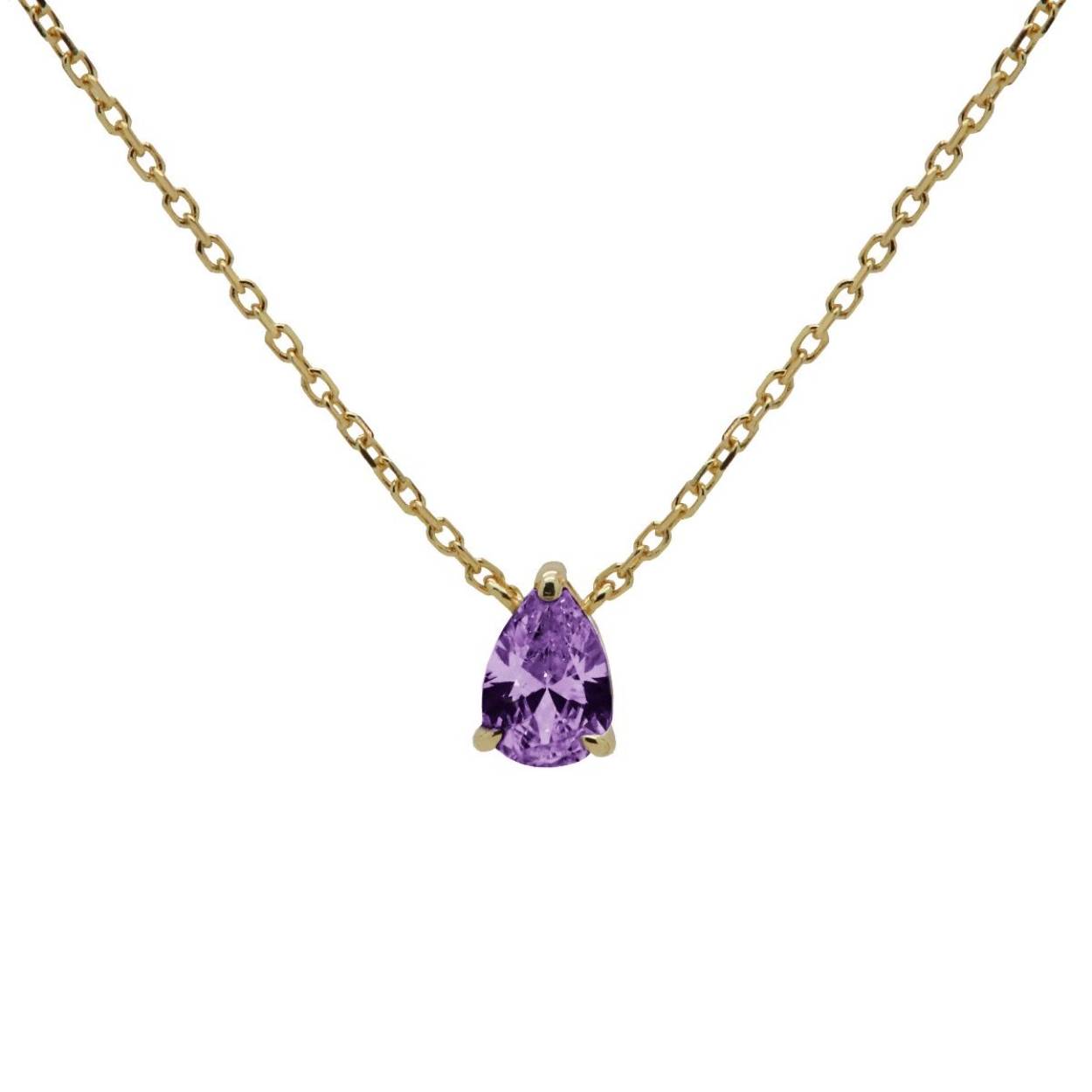 T304GP_L Karma collier | Zilver verguld | Paarse zirkonia