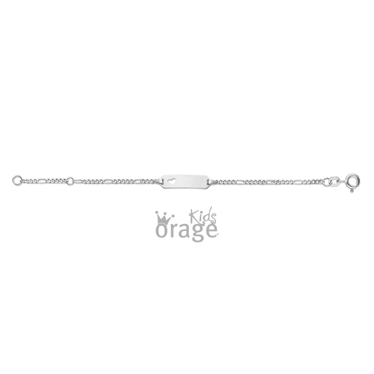 Zilveren baby naamplaat met open hartje van het merk Orage kids 
Lengte: 14 cm
Kan zowel vooraan als achteraan gegraveerd worden bij ons. 