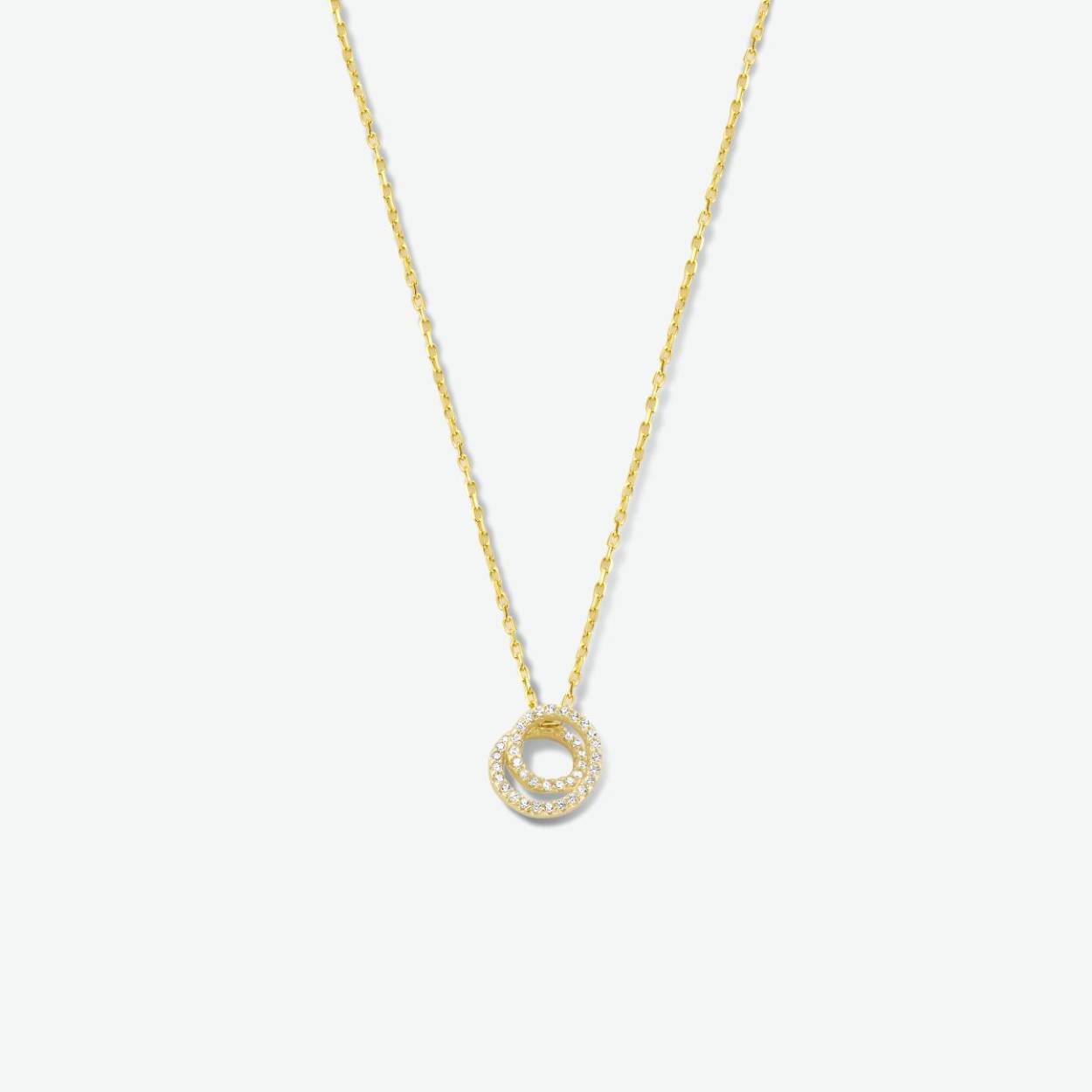 Zilveren hanger goud verguld krul met zirkonia inclusief collier