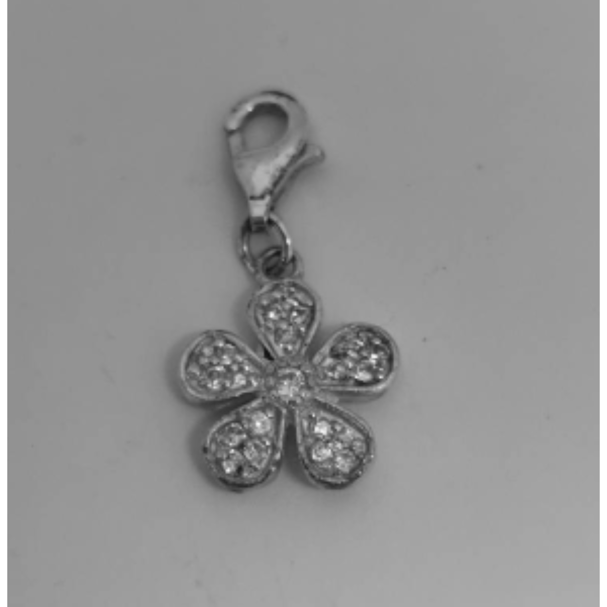 Zilveren hanger/bedel bloem met zirkonia 