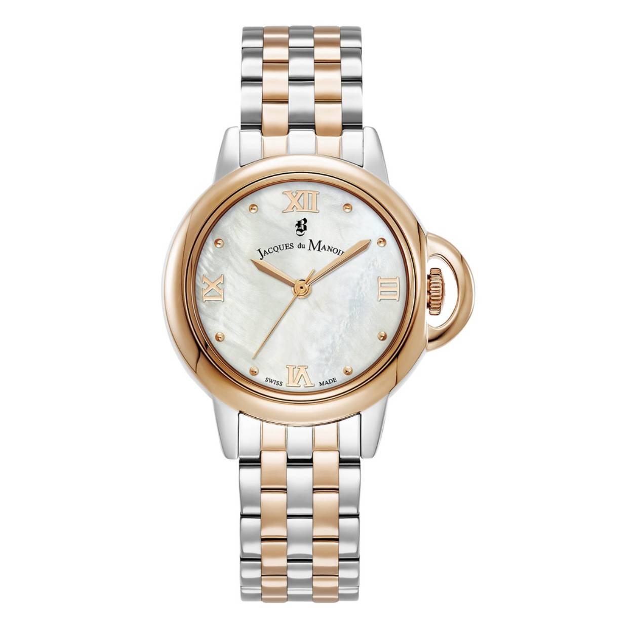 Dit is een horloge uit de 2023 collectie voor dames. Dit horloge heeft de volgende eigenschappen: 
Kastkleur: Zilver + Rosegoud
Bandkleur: Zilver + Rosegoud
Bandmateriaal: Roestvrij staal
Wijzerplaatkleur: Wit 
Kastmaat: 32 mm