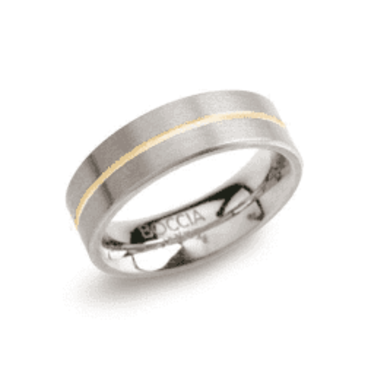 Titanium RING uit de Boccia collectie. Deze stijlvolle ring van Boccia met modelnummer 0101-03 heeft een breedte van 6 mm. Het ZILVERKLEURIGE model heeft een mooi gematteerde afwerking en is afgewerkt met een GEELGOUDEN PLATING. De ringen van Boccia zijn ‘bol’ van binnen, dit verhoogd het draagcomfort, maar kan losser voelen dan uw gebruikelijke ringmaat. Wij adviseren om een kwart tot halve maat kleiner te bestellen. Combineer de ring met de andere sieraden of een horloge uit de uitgebreide collectie.