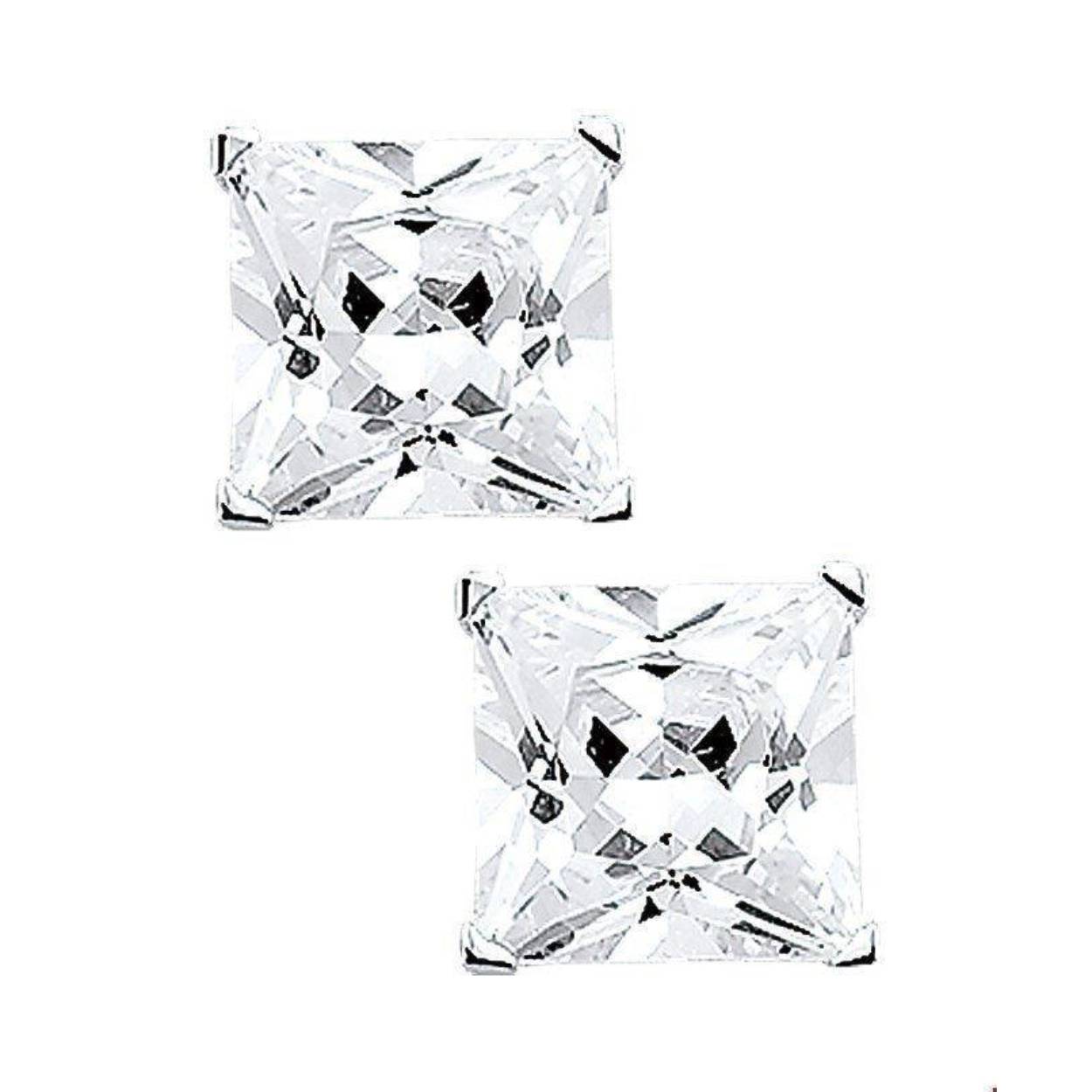 Diamonfire zilveren oorsteker 7mm vierkant solitair