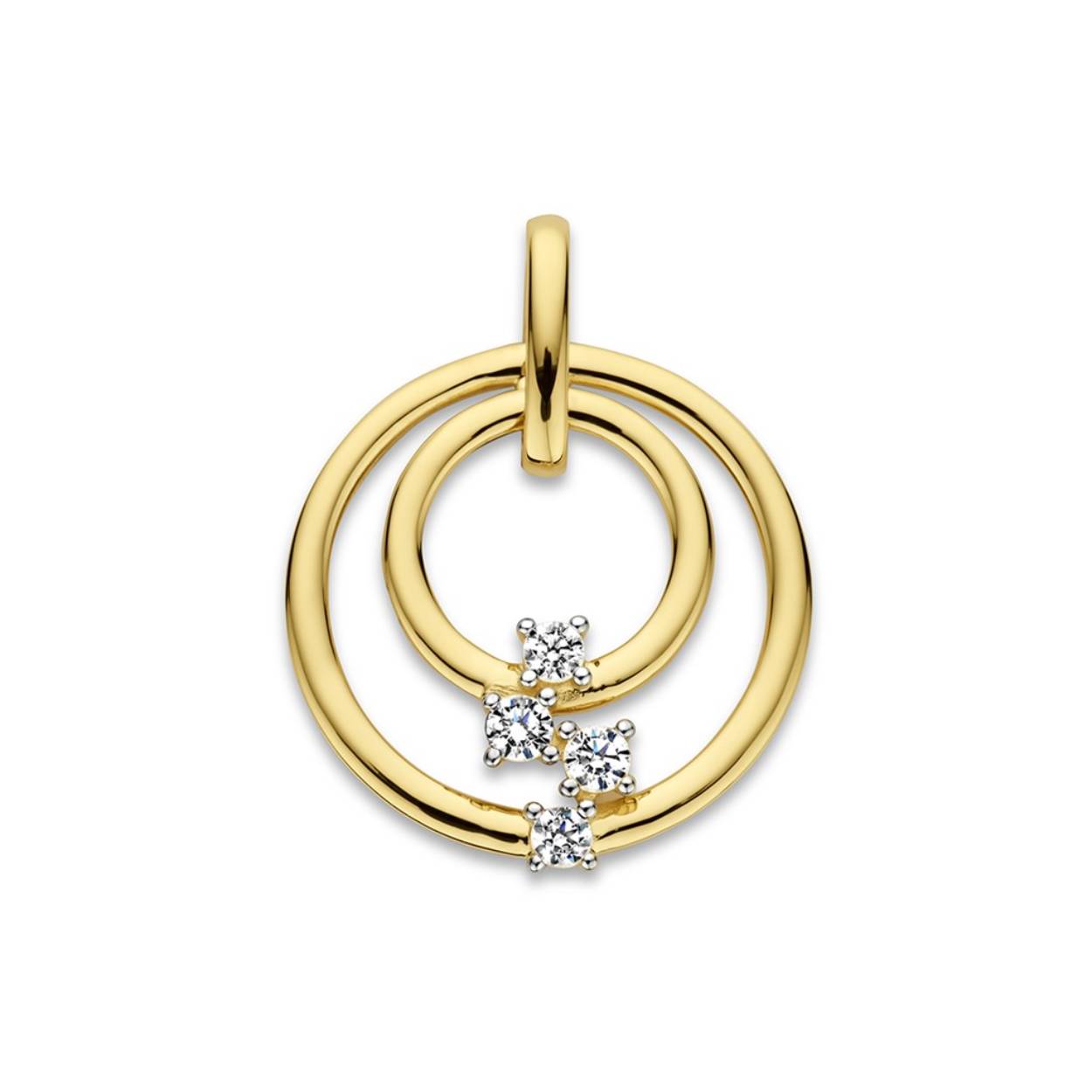 Hanger geel goud 18kt met zirkonium.