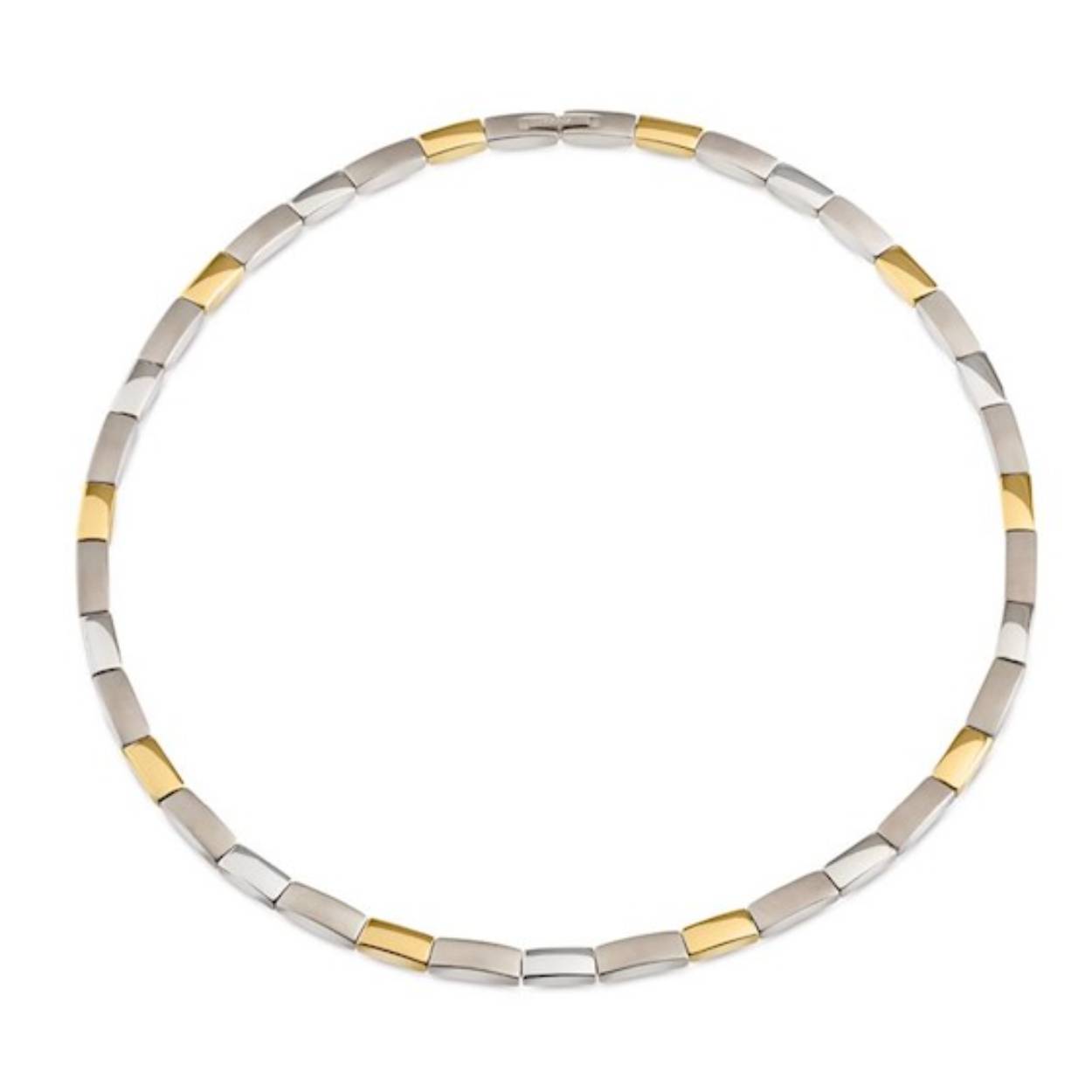 Collier van schakels van titanium mat/glans en double 50 cm