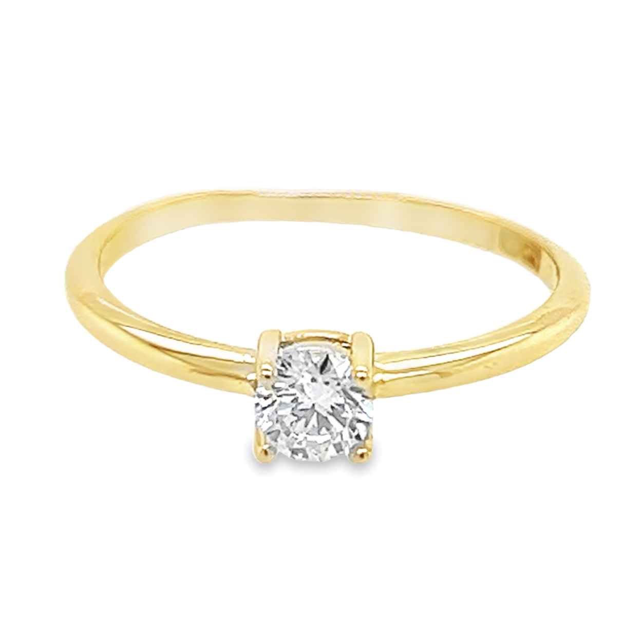 Geelgouden ring met 4MM Zirkonia 4-poot