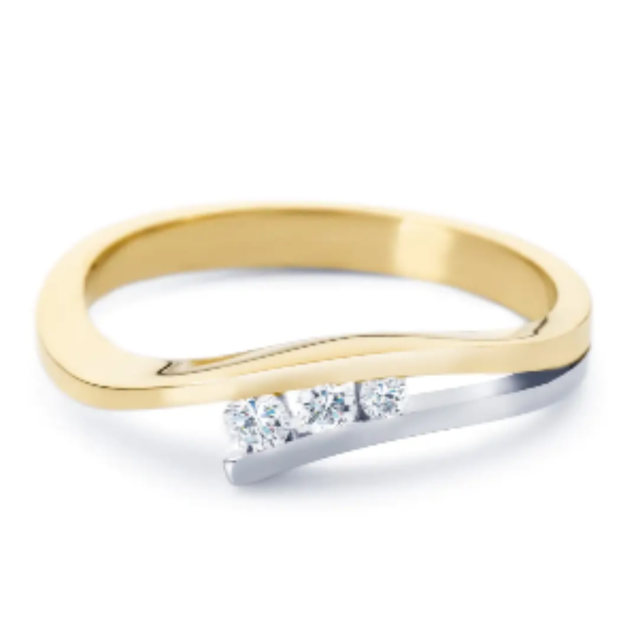 R & C RING 14KT WIT GOUD VICTOIRE 3 BRILLIANTJES 