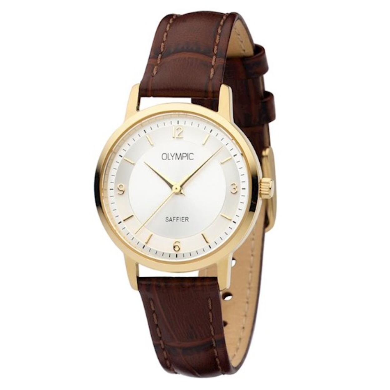 Double dames horloge met ruin leren band
