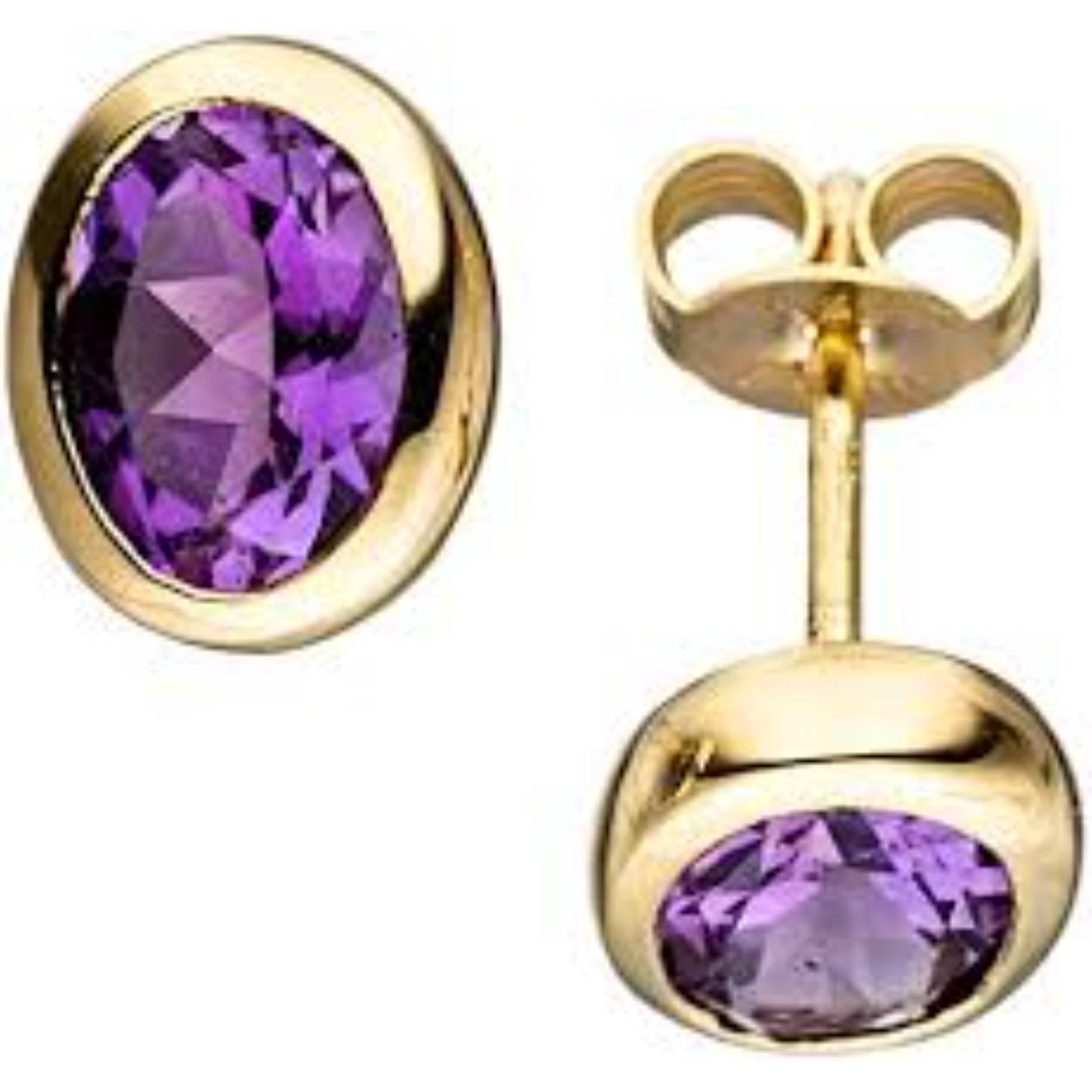 14krt. goud ovale amethist oorsteker