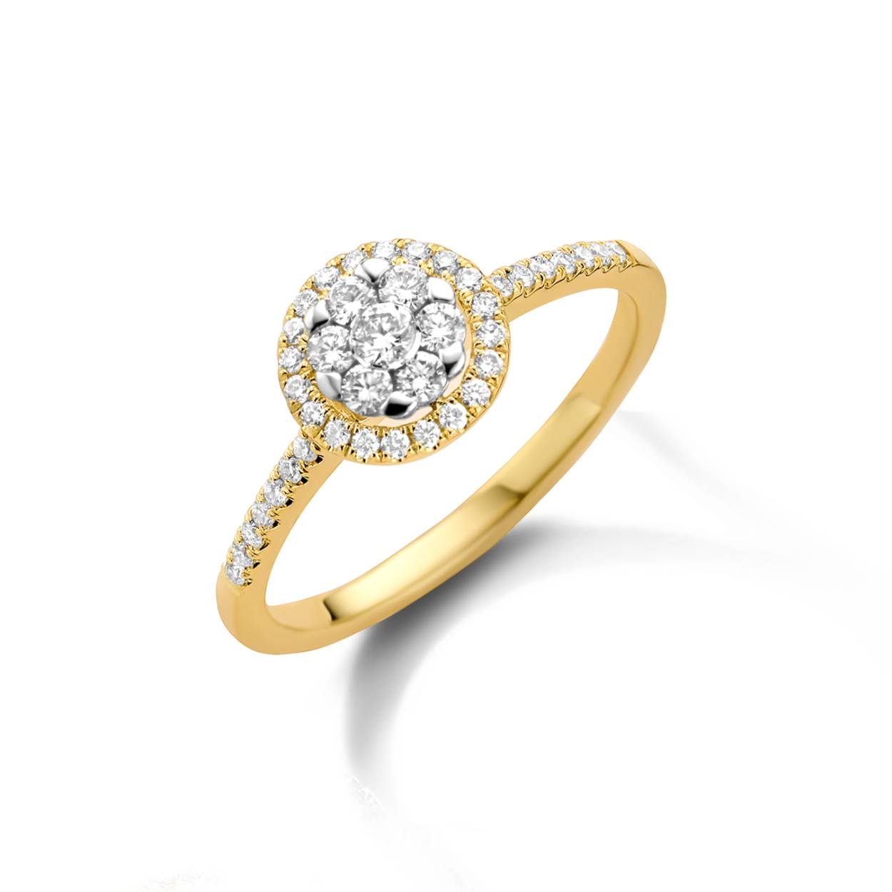 Ring geel goud 18kt met diamanten.