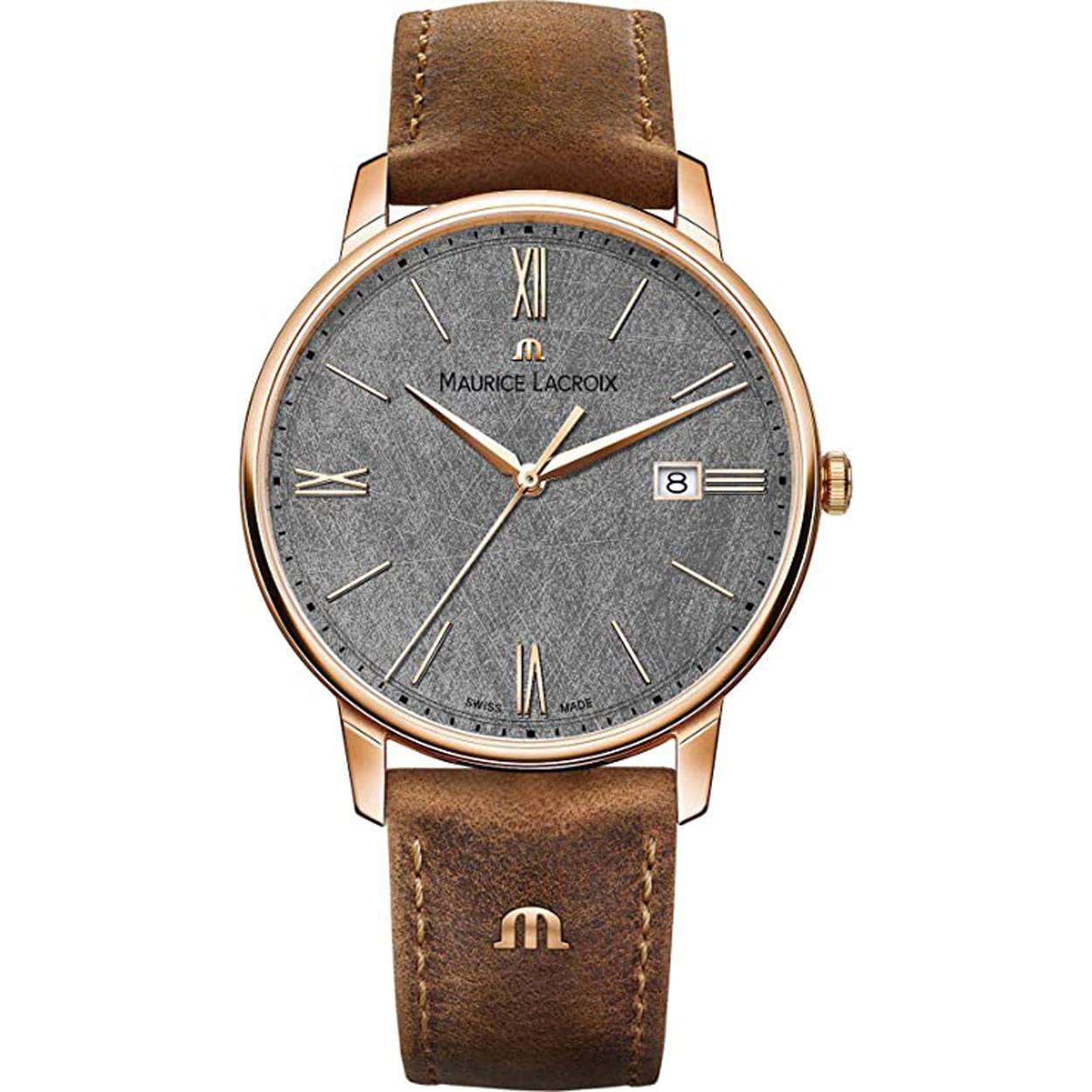 Maurice Lacroix Elirios - PVD vergulding - saffierglas - bruine lederen band