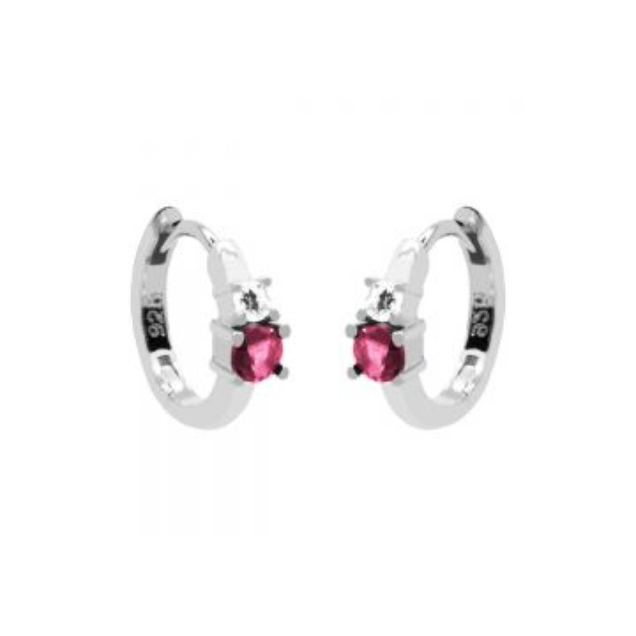 Plain Hinged Hoops The RUBY Double Silver 12MM