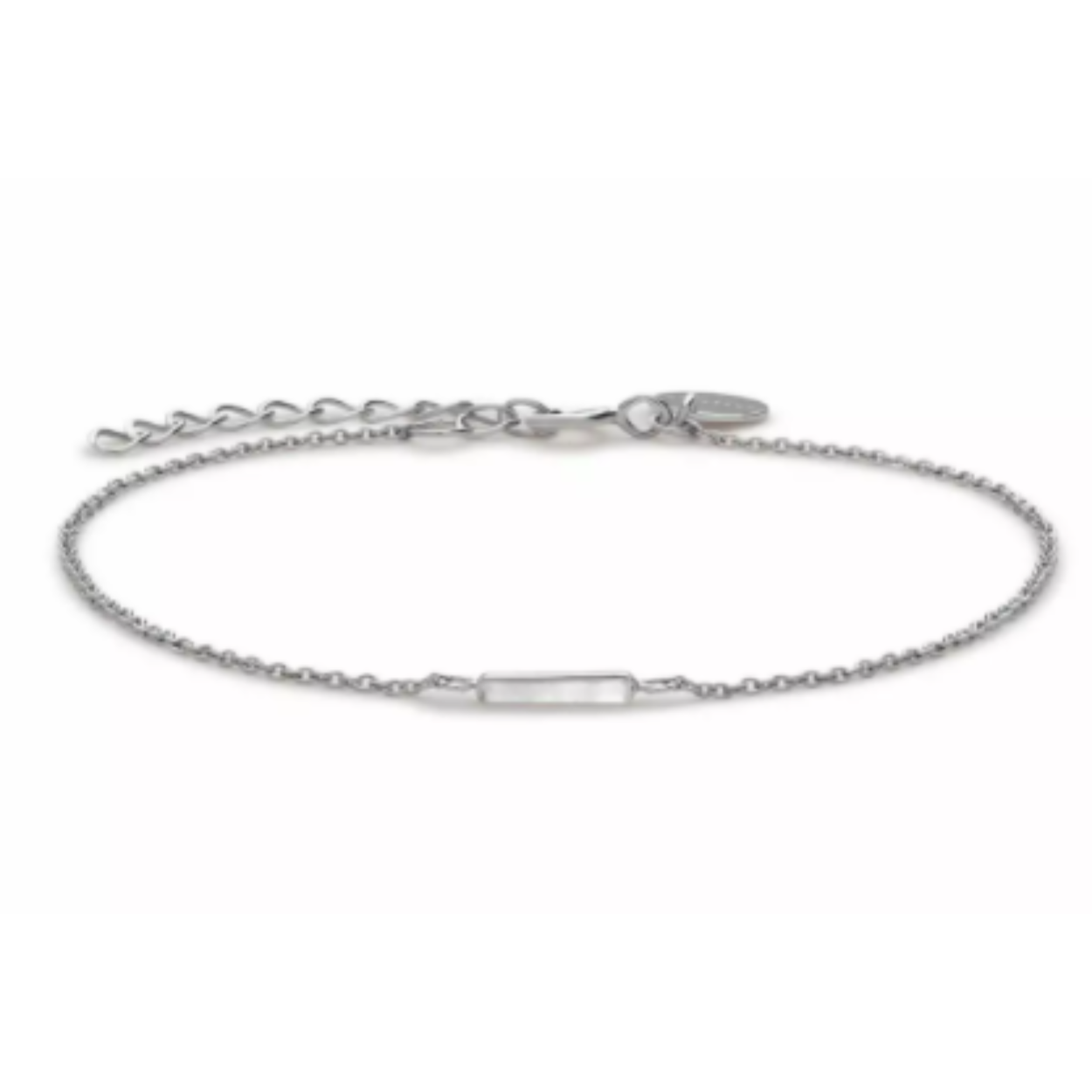 Zilveren armband met rose quartz steentje in het centrum van de armband. Verstelbaar van 16cm tot 19.5cm.