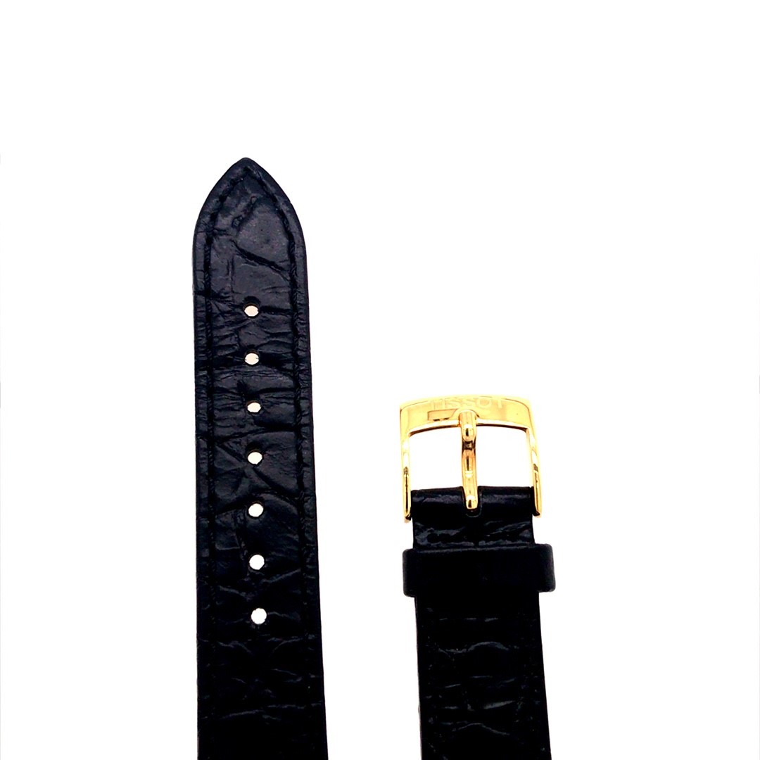 Tissot horlogeband zwart leder crocoprint 15-14 met goudkleurige gesp