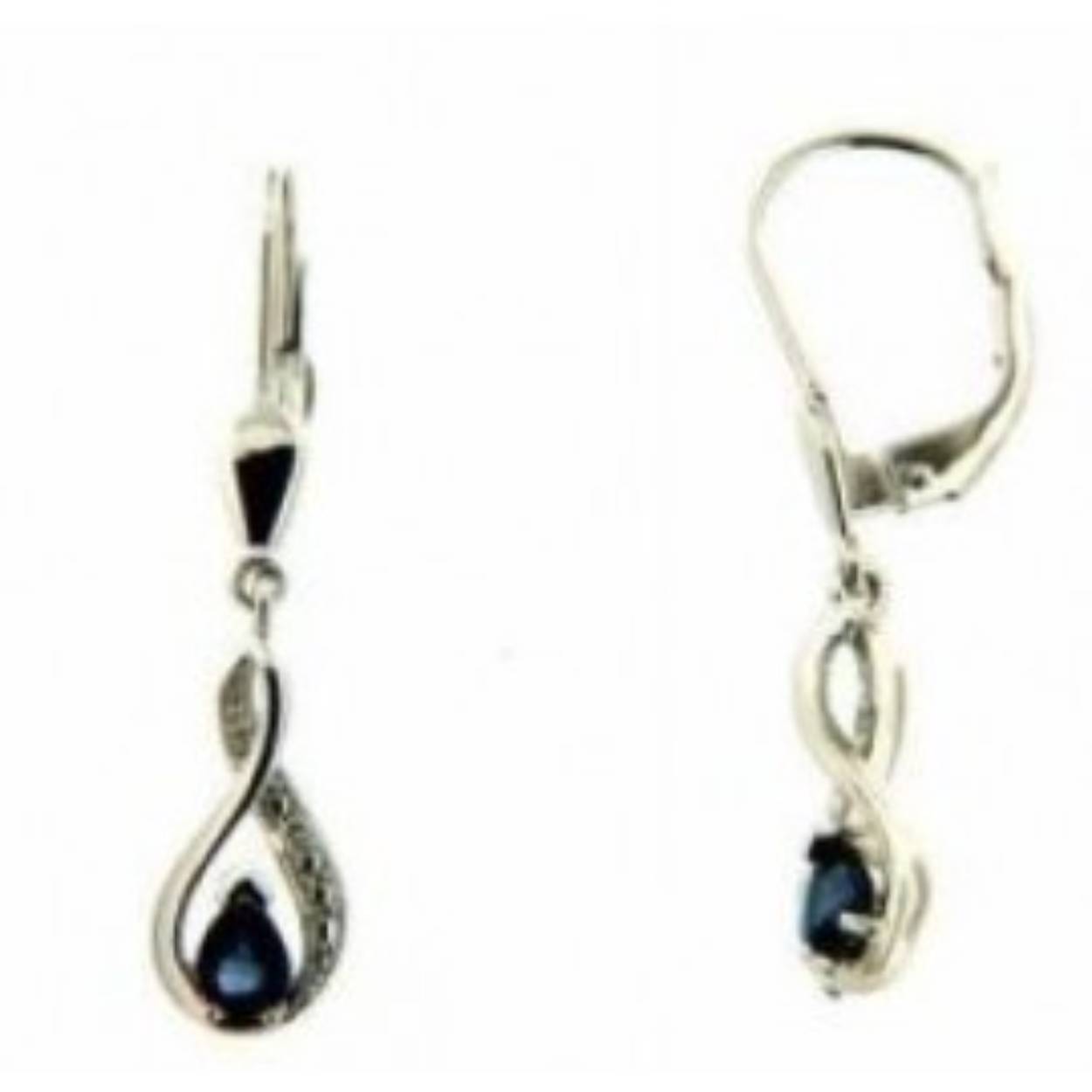 Cara  oorslingers wit goud 18k gezet met blauwe Saffier en Briljant