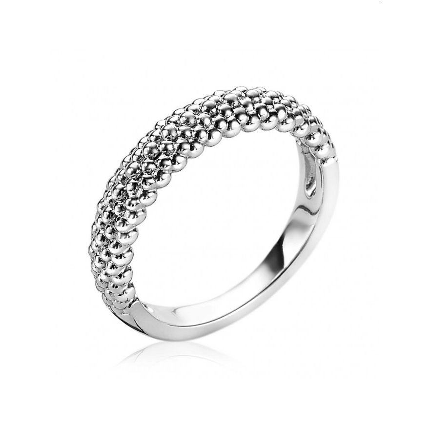ZINZI zilveren ring met glinsterende bolletjes bewerking. Vervaardigd van eerste gehalte zilver (925) en met extra rodiumlaag voor een langdurige glans.