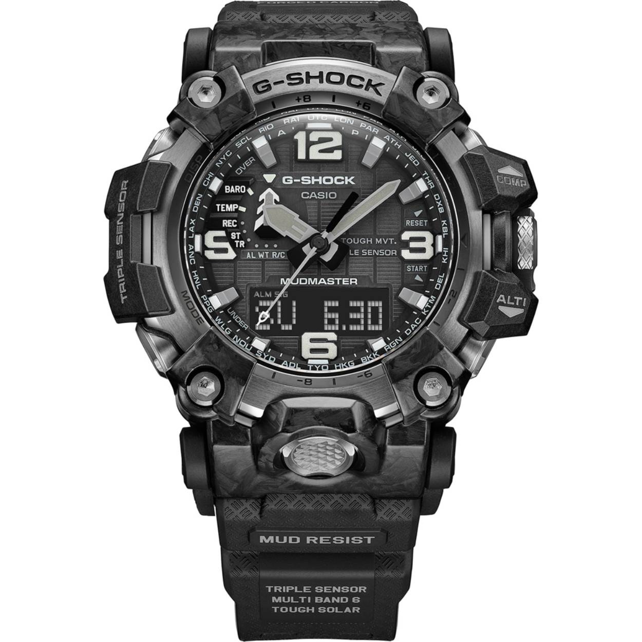Dit G-Shock horloge heeft een Carbon kast met een diameter van 54.4 mm en is voorzien van een Kunststof band. In de kast bevindt zich een Casio kwaliteitsuurwerk en is afgewerkt met Mineraalglas.

Het horloge is 20ATM. Dit betekent dat het horloge geschikt is voor diepzeeduiken. Verder wordt het horloge geleverd met 2 jaar garantie.
