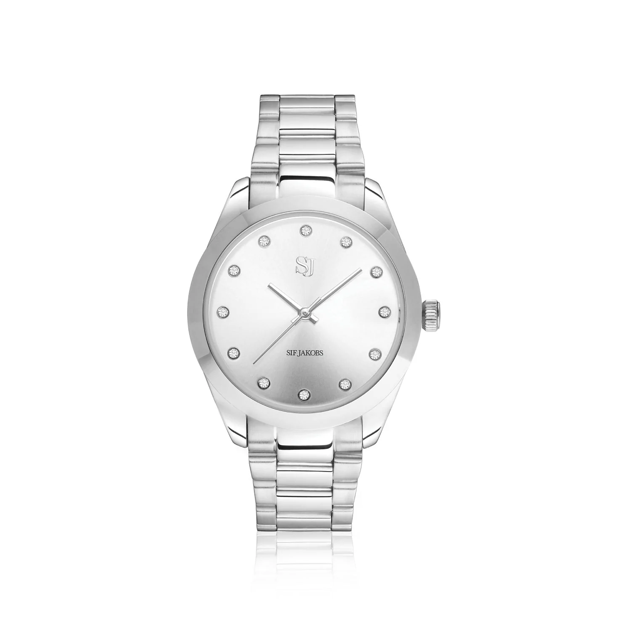 De Sif Jakobs horloge Joëlle met modelnummer SJ-W1040-CZ is een elegant polshorloge met de volgende kenmerken: een ronde kast van 32,5 mm van roestvrij staal met saffierglas, een zilverkleurige wijzerplaat en band, een quartz uurwerk en waterbestendigheid niveau 3. Perfect voor dagelijks gebruik en formele gelegenheden door zijn stijlvolle en klassieke uitstraling.