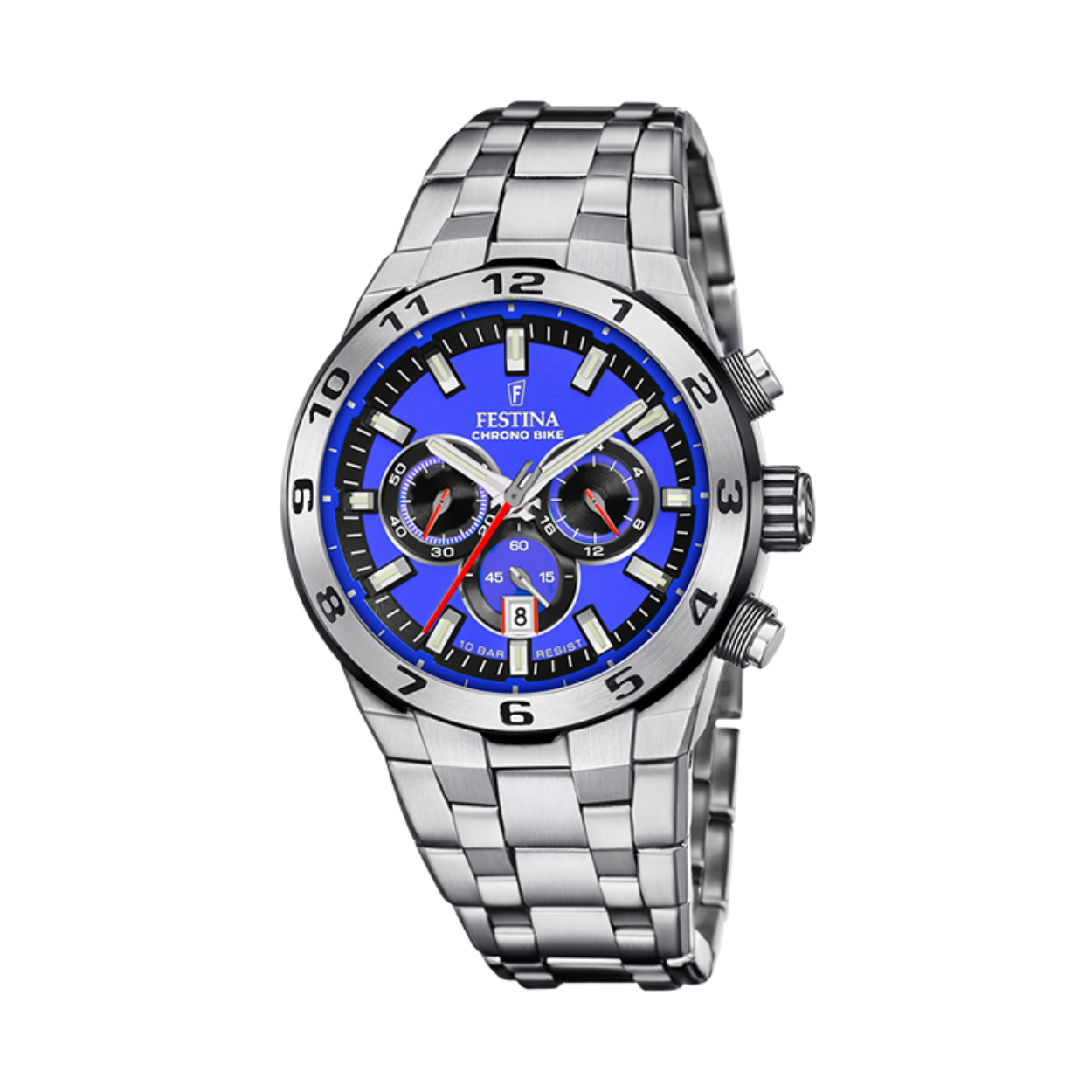 Stalen Festina horloge met Chronograaf en datum 10atm waterdicht