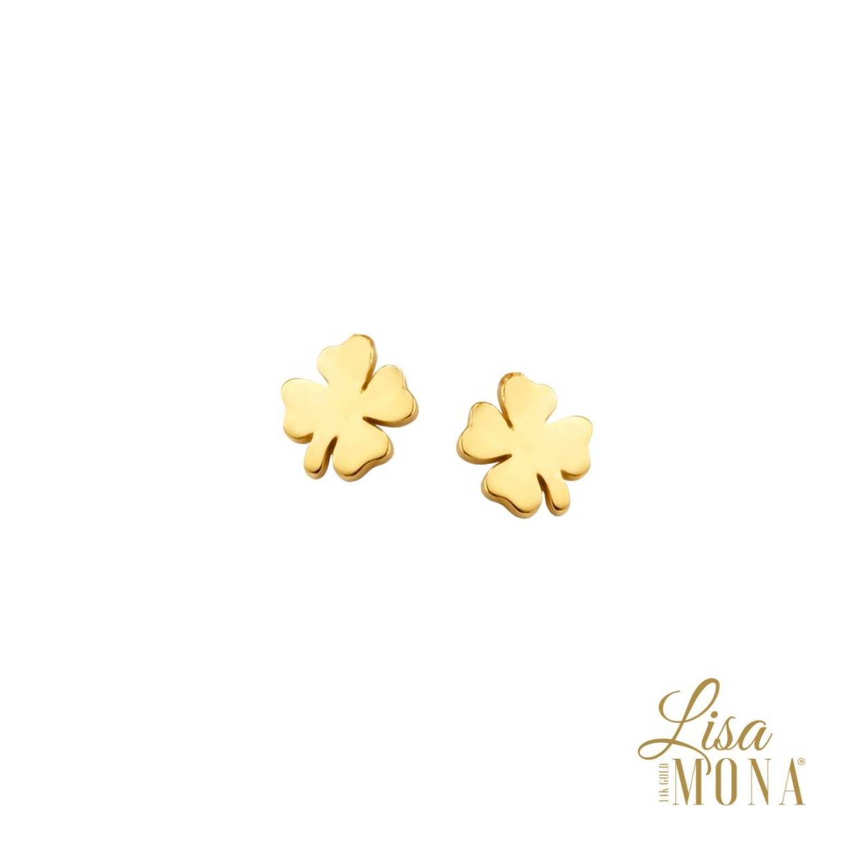 Lisa Mona oorstekers klaver 14kt