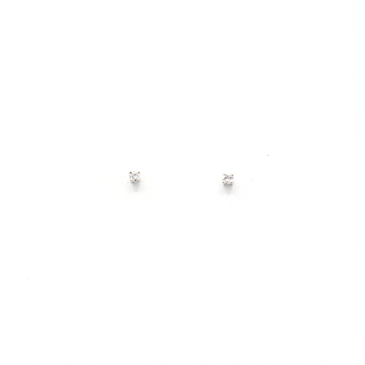 Chatonoorbellen in 18kt witgoud 2gr 0,06ct