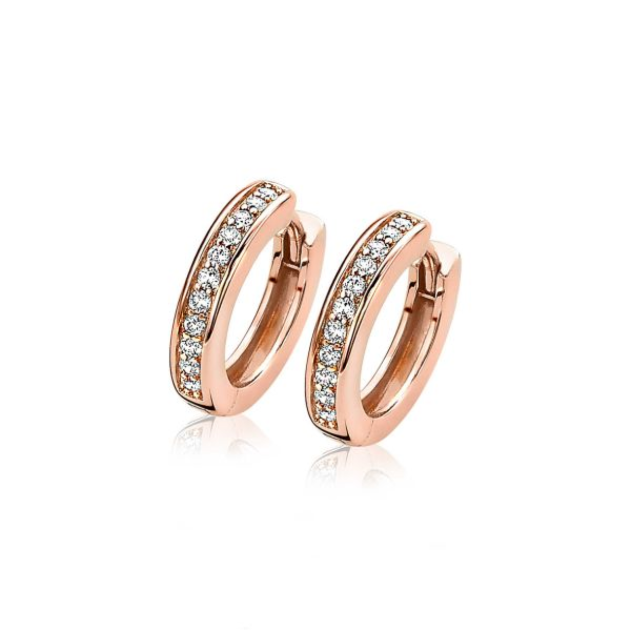 ZINZI zilveren luxe oorringen 14K rosé verguld 17 x 3mm wit ZIO186D