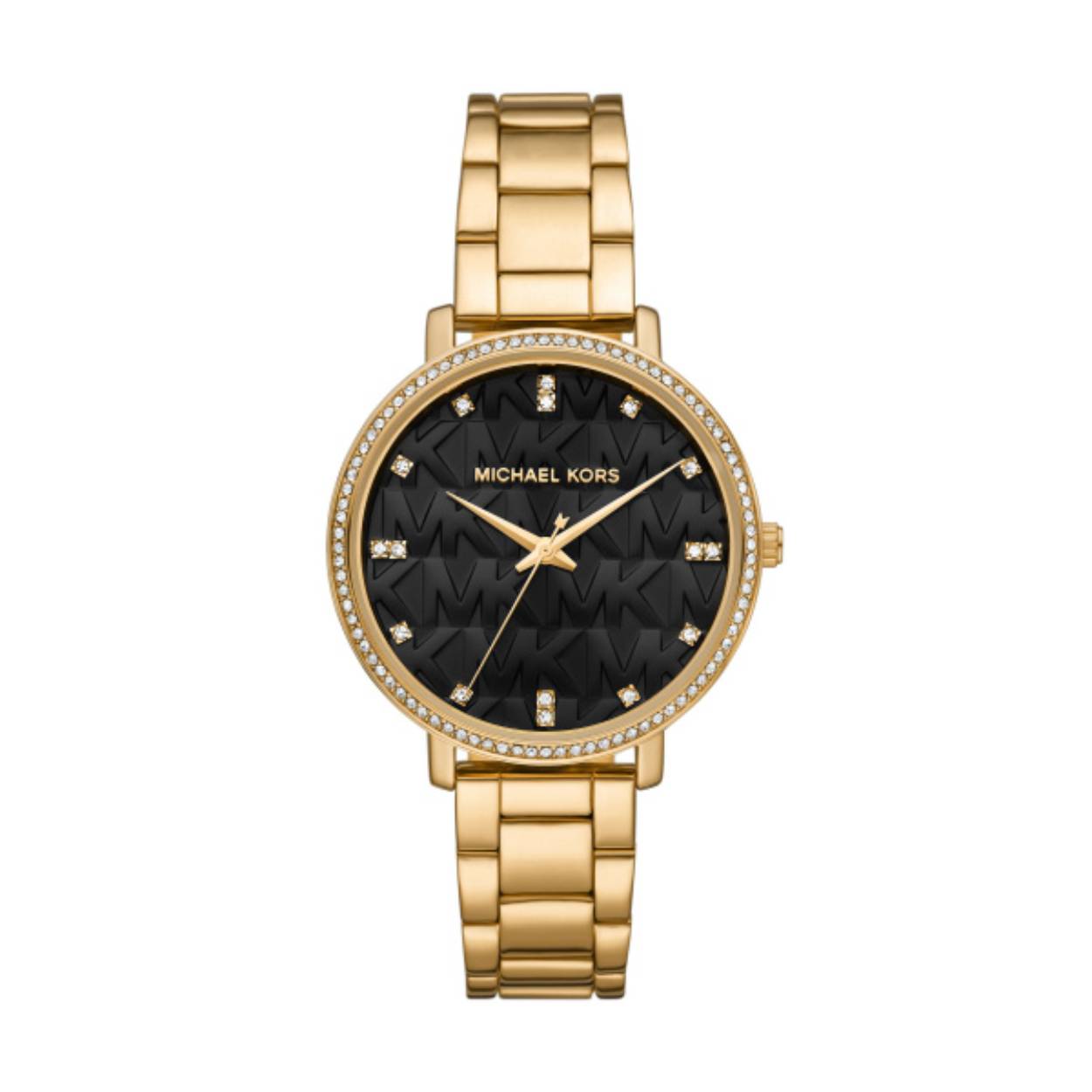Michael Kors horloge zwarte wijzerplaat met goudkleur band en kast