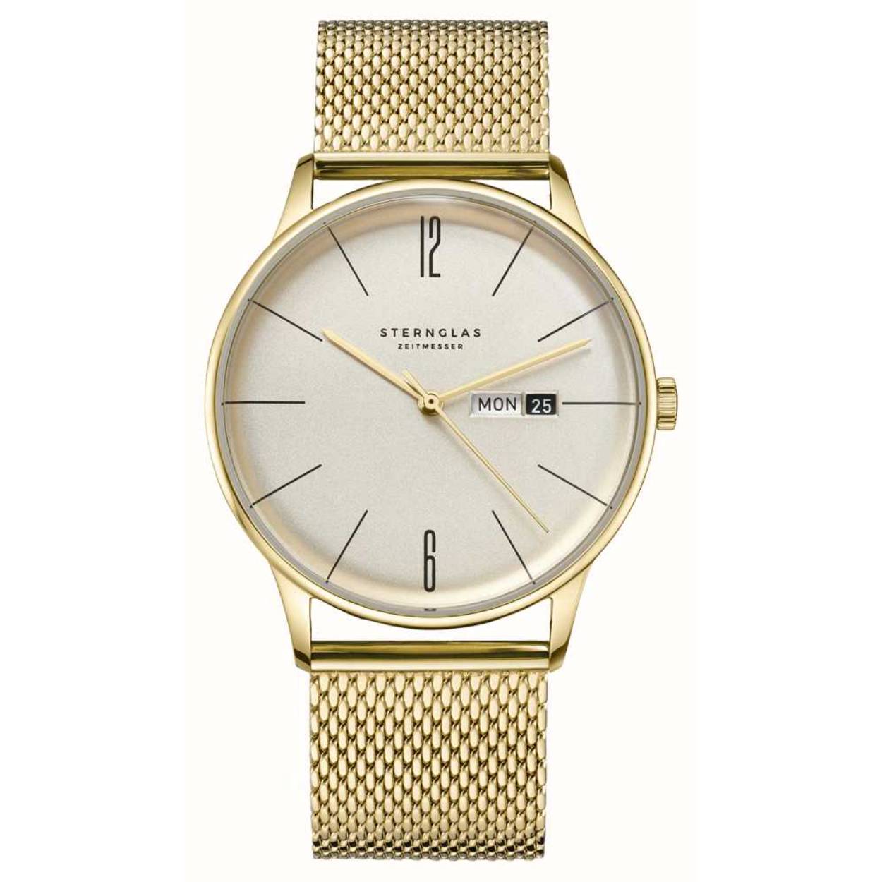 Van 13-11-24 t/m 2-12-24 BLACK FRIDAY korting (tot 33%) op alle Sternglas horloges!

Sternglas Berlin doublé herenhorloge met doublé wijzerplaat en milanese band double, saffierglas, dag en datum